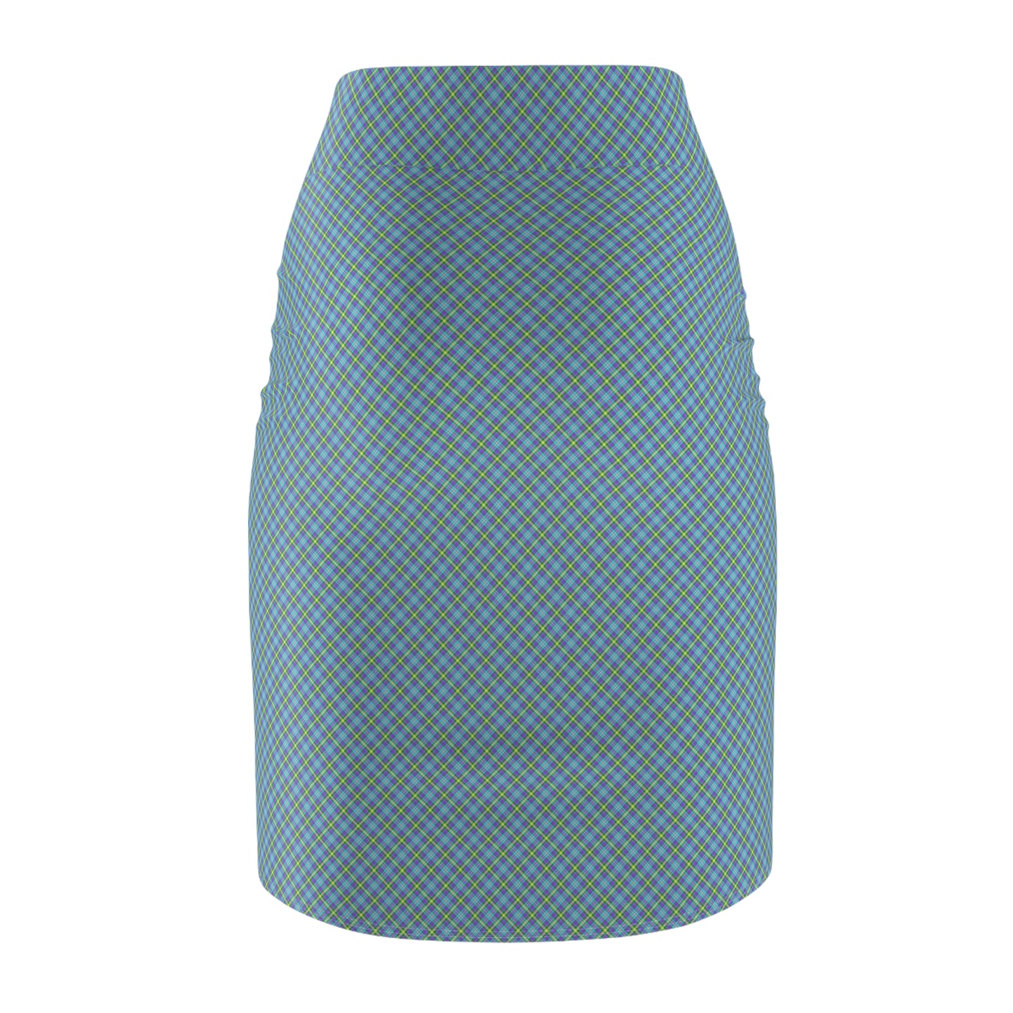 Chic Women's Pencil Skirt, Stylish Office Wear, Blue Checkered Pattern, Trendy Summer Fashion, Versatile Casual Outfit