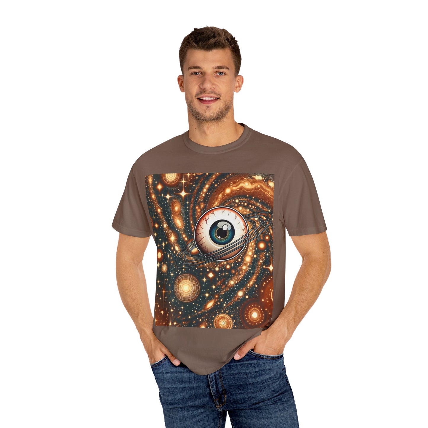 Cosmic Eye T-Shirt, Unisex Garment-Dyed Tee, Galaxy Print Shirt, Artistic Space Apparel, Unique Gift for Space Lovers