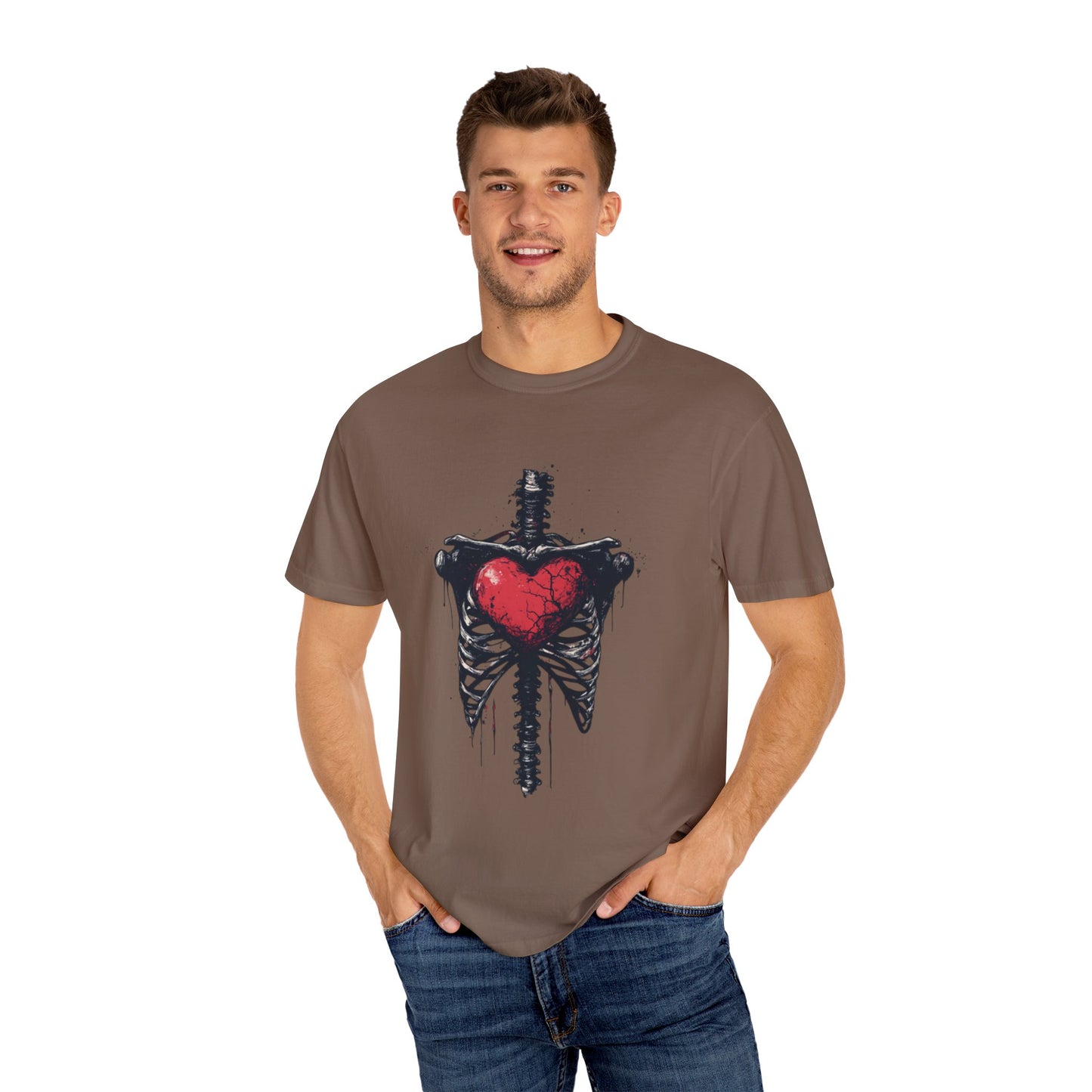 Heart-Cross Unisex Garment-Dyed T-shirt, Vintage Graphic Tee, Gift for Couples, Unique Art Shirt, Casual Wear, Festival Fashion