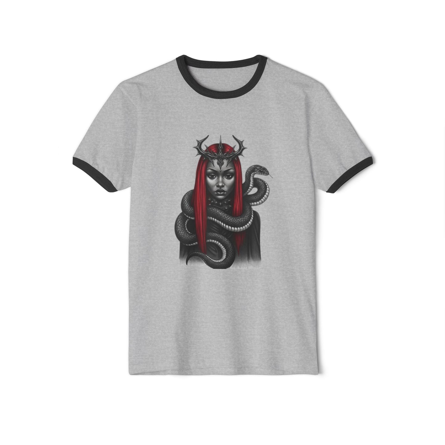 Goddess Graphic Ringer T-Shirt - Unique Cotton Tee, Casual Wear, Occult Gift, Everyday Comfort, Stylish Statement Top