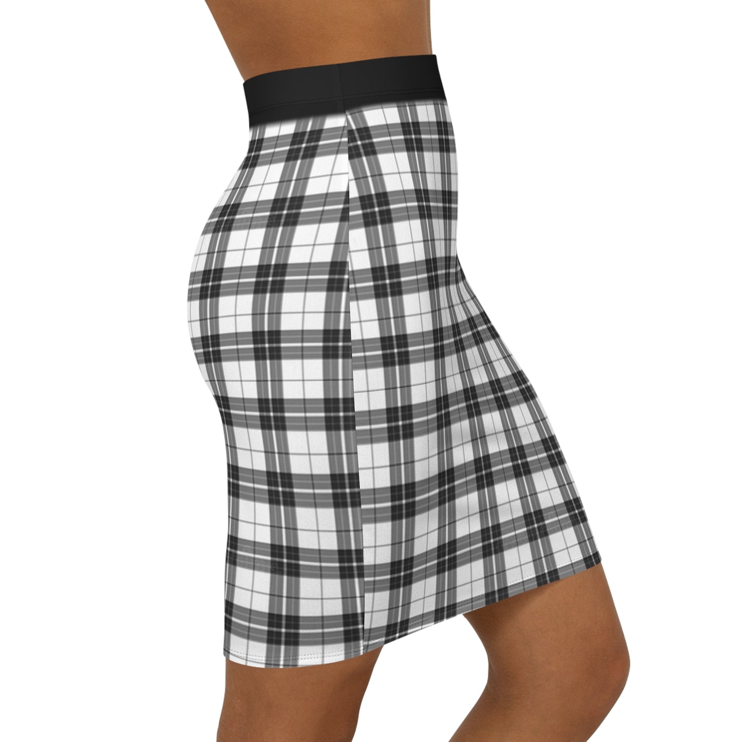 Chic Plaid Mid-Waist Pencil Skirt for Women - Stylish Office & Casual Wear