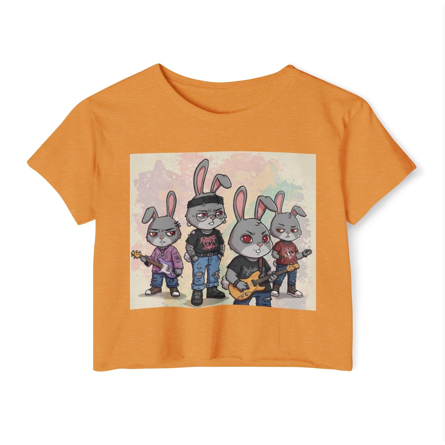 Women's Festival Crop Top with Rock Bunny Design | Chic Summer Top | Music Festival Wear, Boho Style, Concert Outfit, Gift for Her