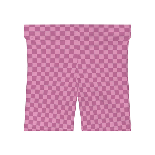 Stylish Women's Checkered Pattern Biker Shorts Checkered Pattern