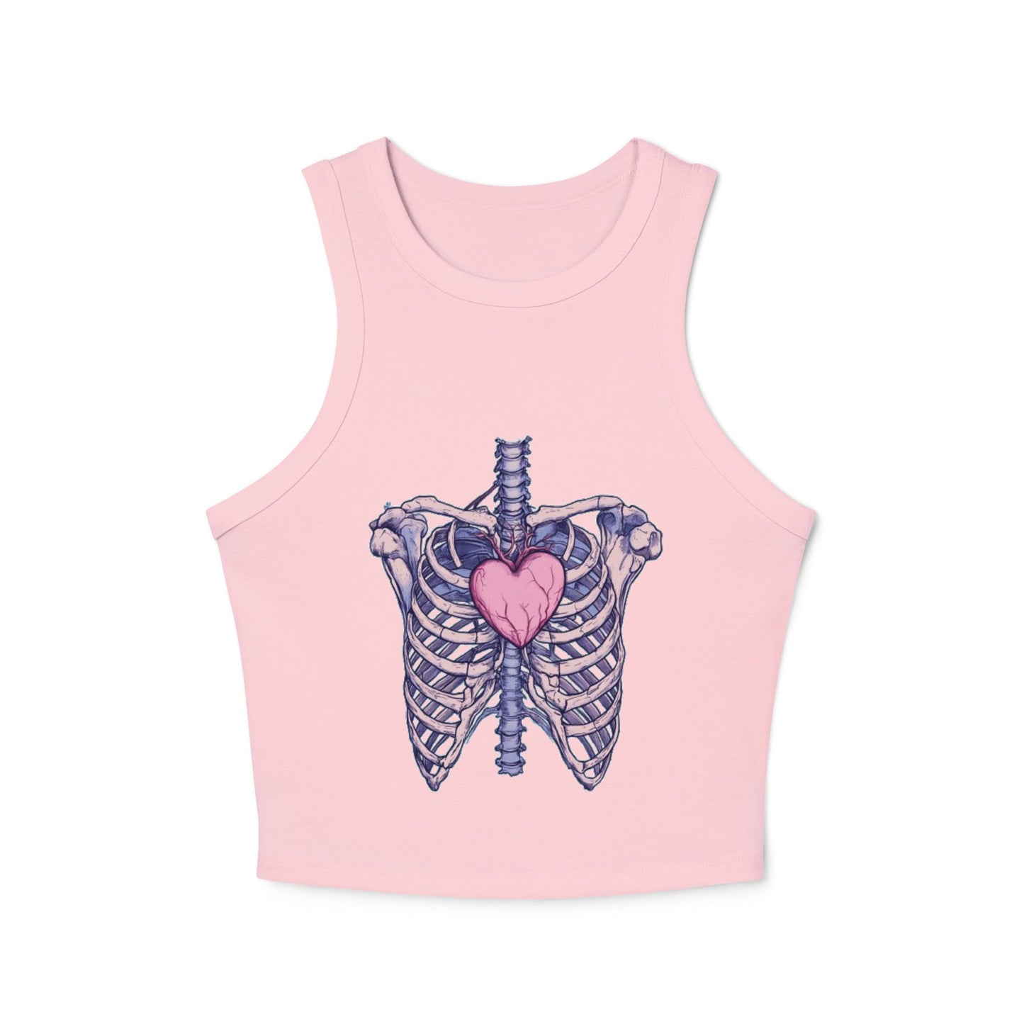 Heart Anatomy Micro Rib Racer Tank Top for Women - Trendy Crop Top