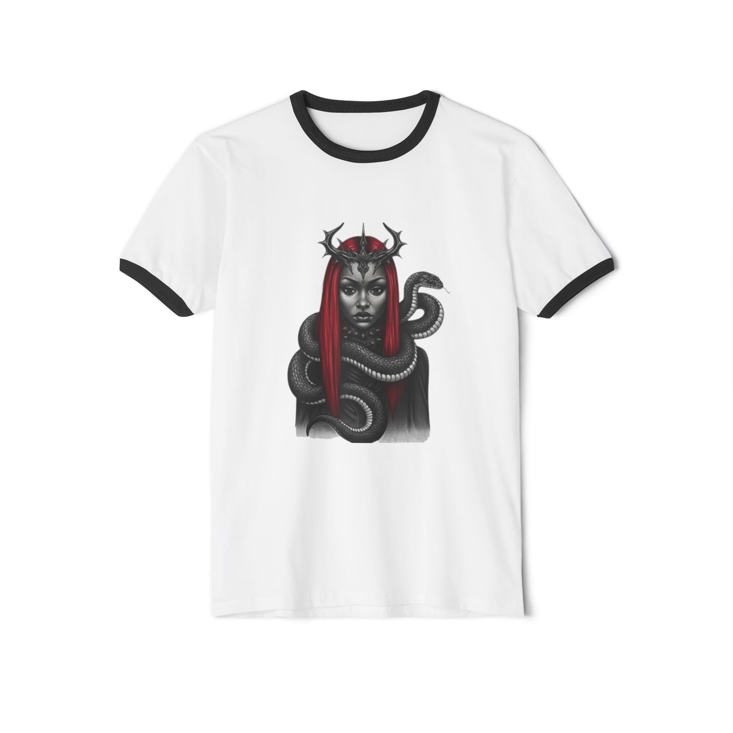 Goddess Graphic Ringer T-Shirt - Unique Cotton Tee, Casual Wear, Occult Gift, Everyday Comfort, Stylish Statement Top