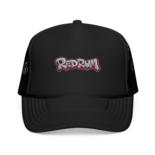 Foam Trucker Hat with Redrum Embroidery, Stylish Fashion Accessory, Perfect for Festivals, Unique Gift Idea, Outdoor Events, Casual Wear