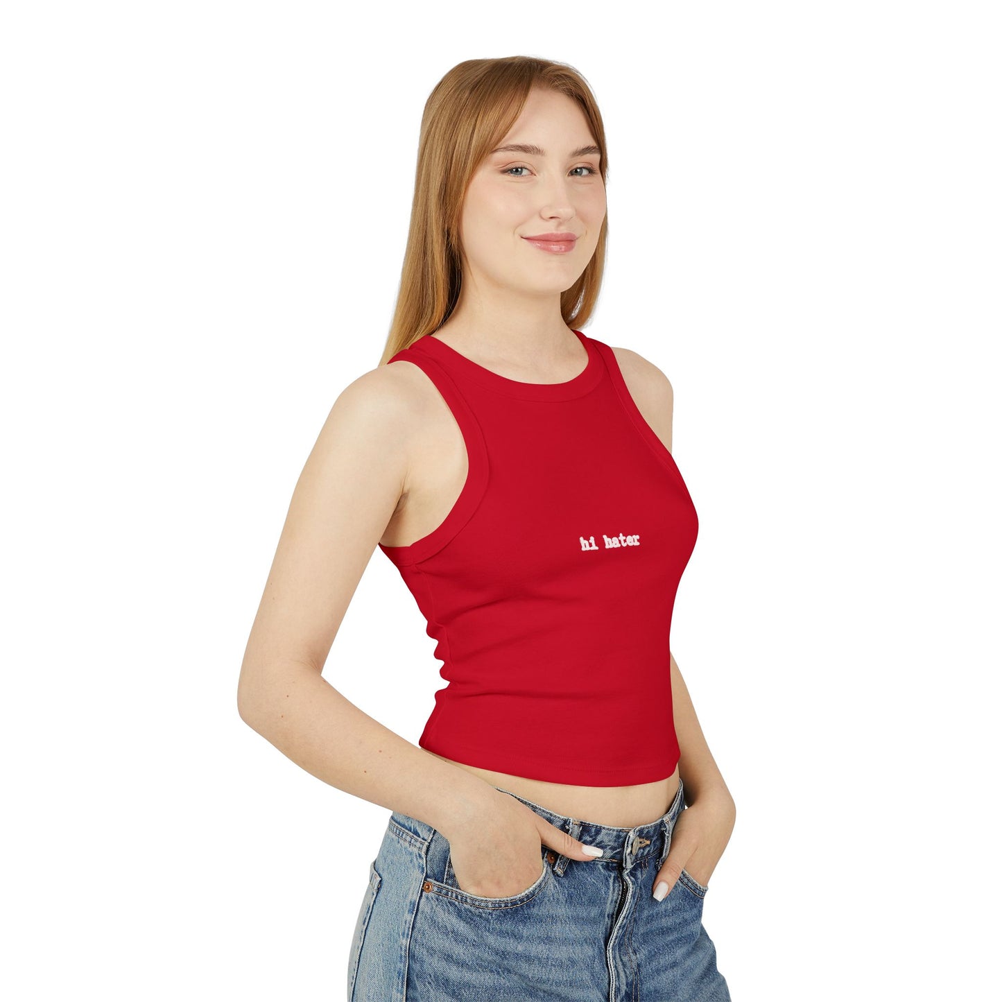 Women's Micro Rib Racer Tank Top - "Hi Hater" & "Bye Hater"