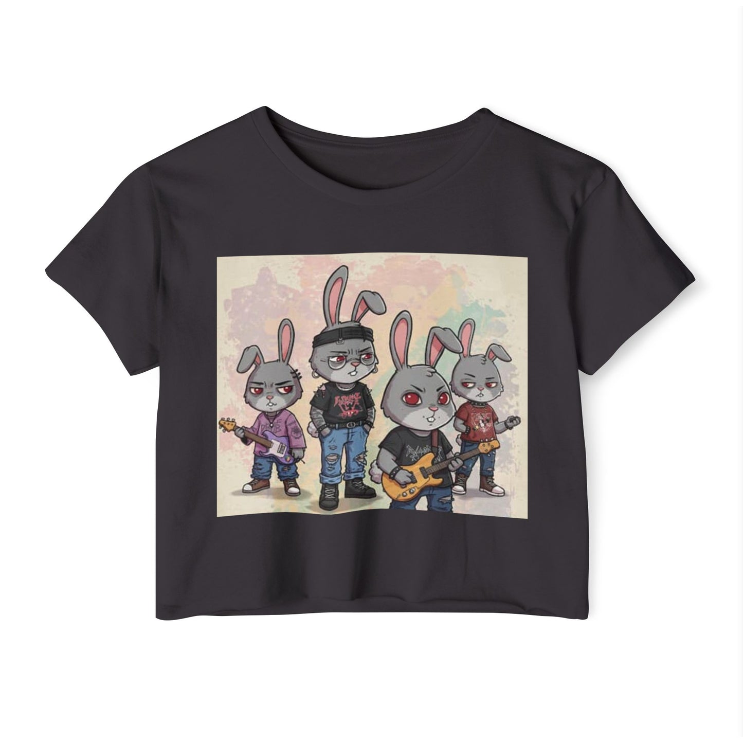 Women's Festival Crop Top with Rock Bunny Design | Chic Summer Top | Music Festival Wear, Boho Style, Concert Outfit, Gift for Her