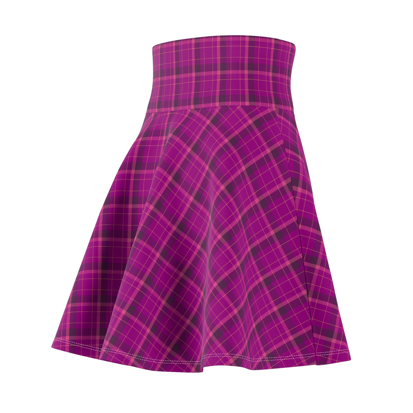 Chic Pink Paid Skater Skirt for Women