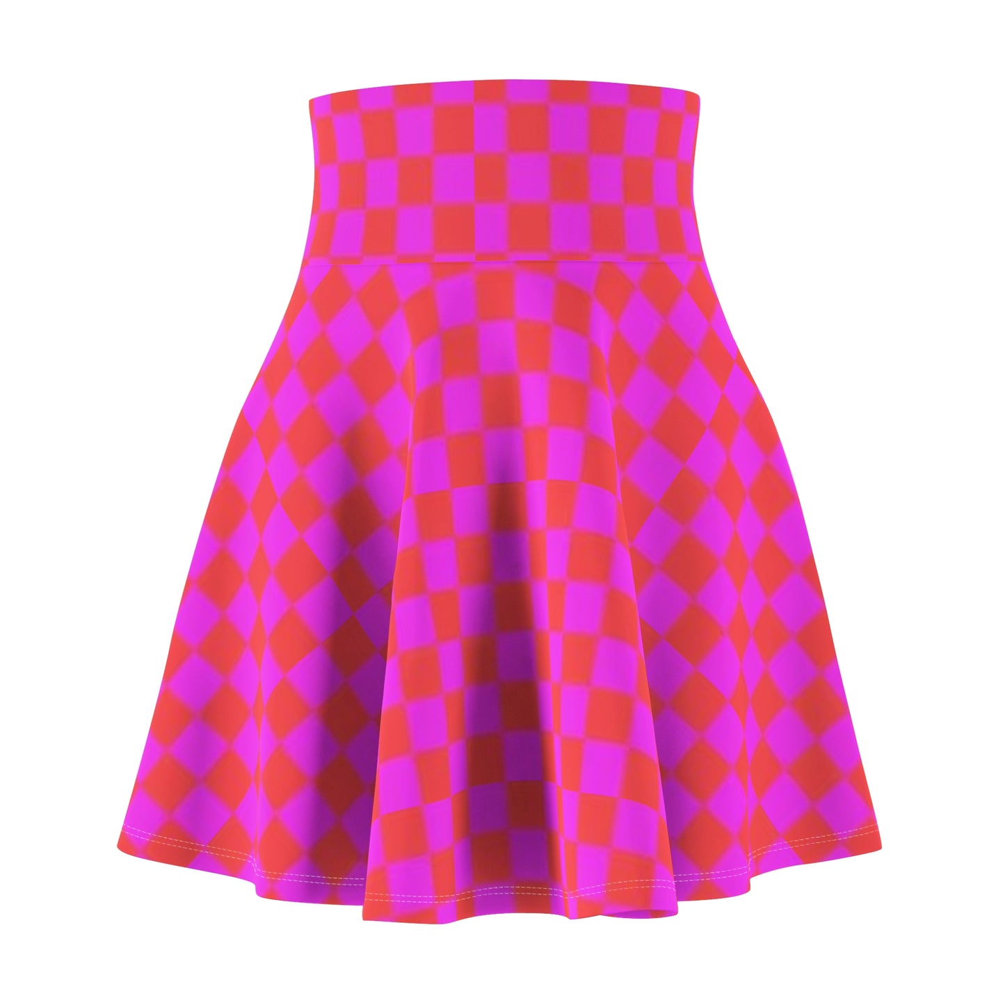 Vibrant Checker Print Women's Skater Skirt, Trendy Flare Skirt for Summer, Casual Outfits, Party Wear, Festival Fashion
