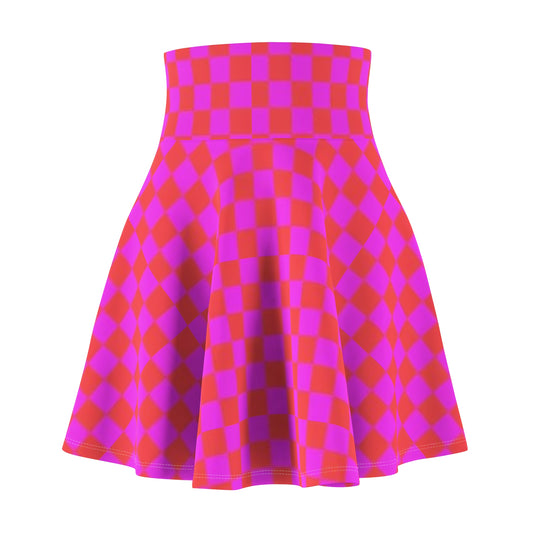 Vibrant Checker Print Women's Skater Skirt, Trendy Flare Skirt for Summer, Casual Outfits, Party Wear, Festival Fashion