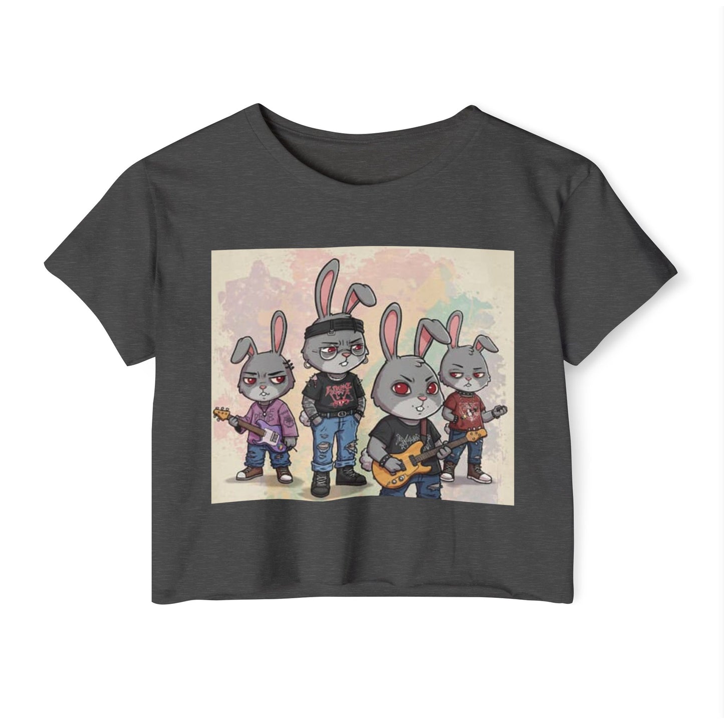 Women's Festival Crop Top with Rock Bunny Design | Chic Summer Top | Music Festival Wear, Boho Style, Concert Outfit, Gift for Her