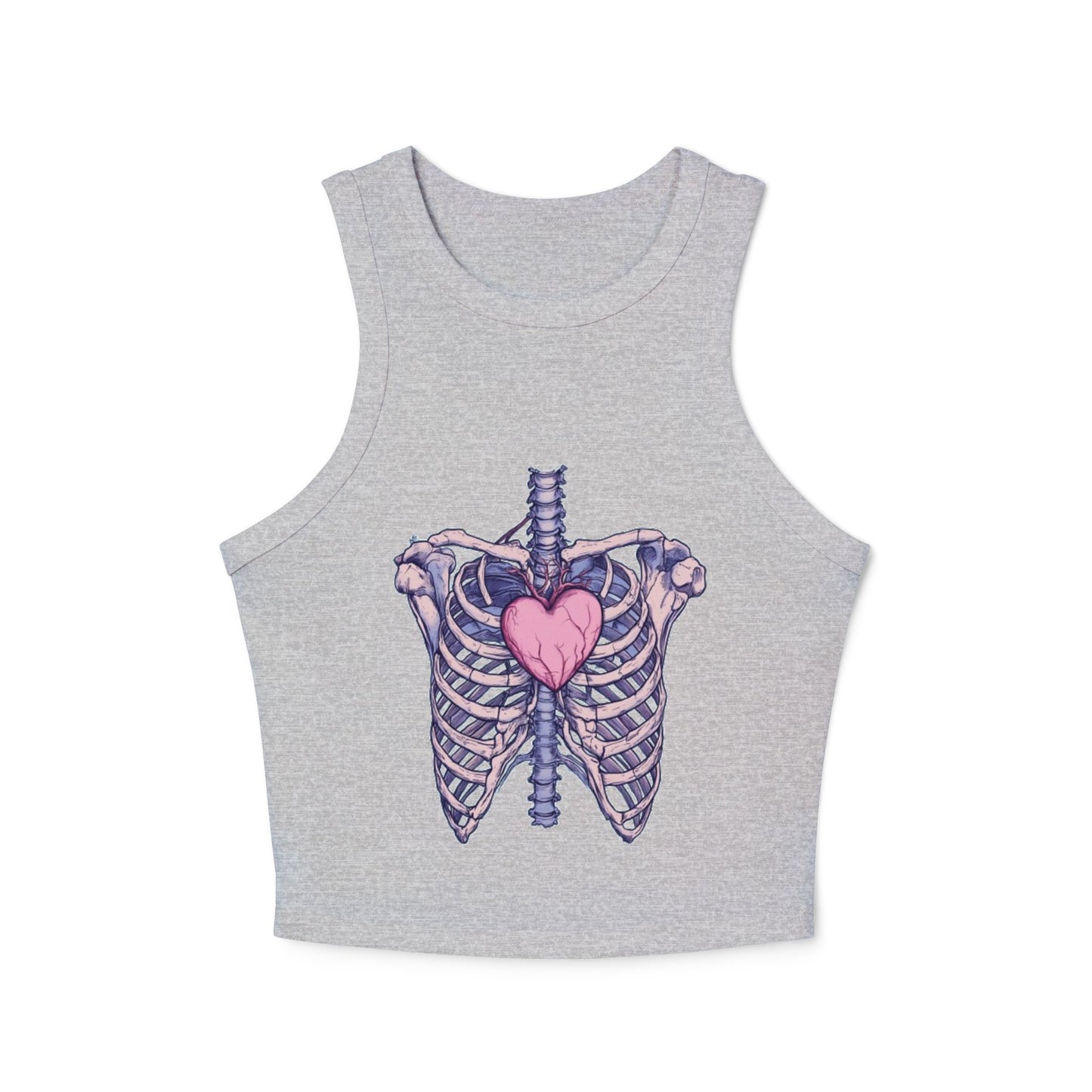 Heart Anatomy Micro Rib Racer Tank Top for Women - Trendy Crop Top