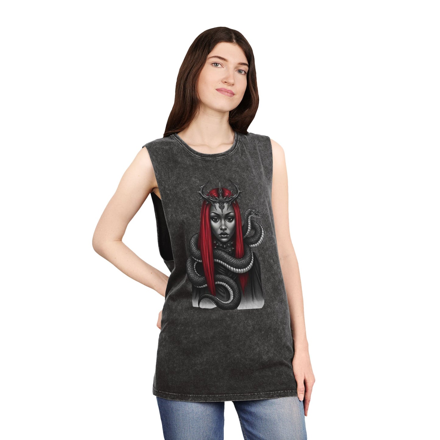 Dramatic Unisex Tank Top with Serpent Design | Edgy Summer Wear, Festival Outfit, Street Style Top, Boho Aesthetic