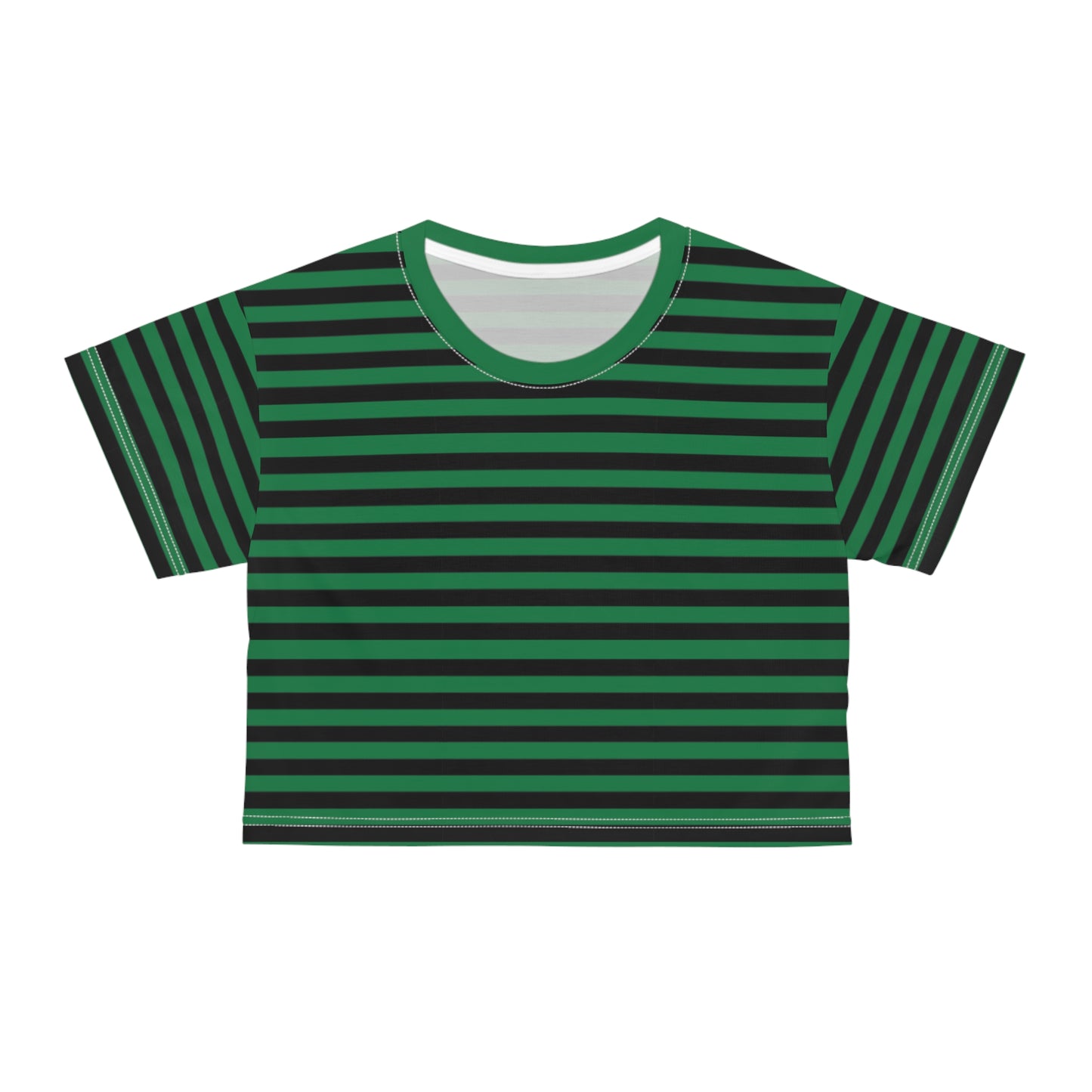 Stylish Green Stripe Crop Tee - Casual Summer Wear, Trendy Outfit, Festival Clothing, Everyday Style, Gift Idea