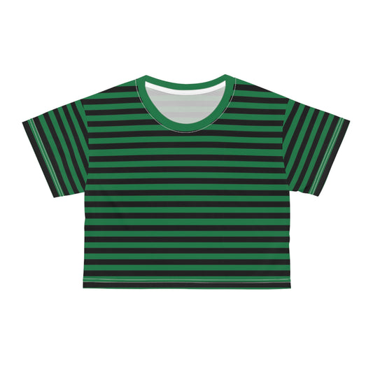 Stylish Green Stripe Crop Tee - Casual Summer Wear, Trendy Outfit, Festival Clothing, Everyday Style, Gift Idea