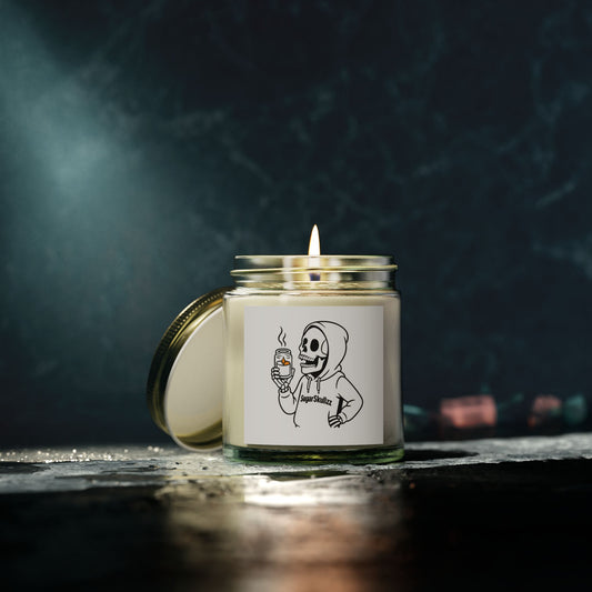 Coconut Apricot Scented Candle, Skull Design, Home Decor, Gift for Her, Halloween Candle
