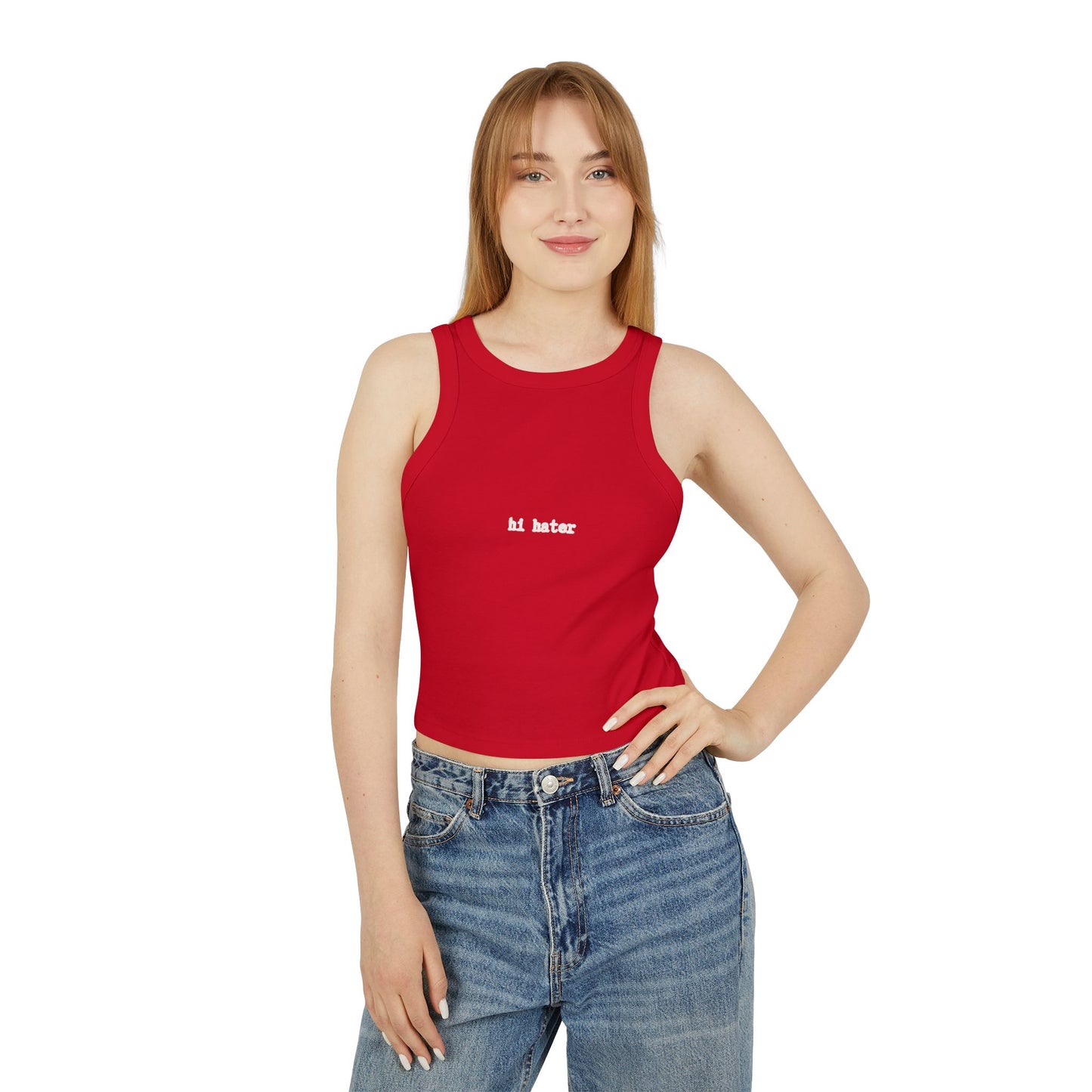 Women's Micro Rib Racer Tank Top - "Hi Hater" & "Bye Hater"