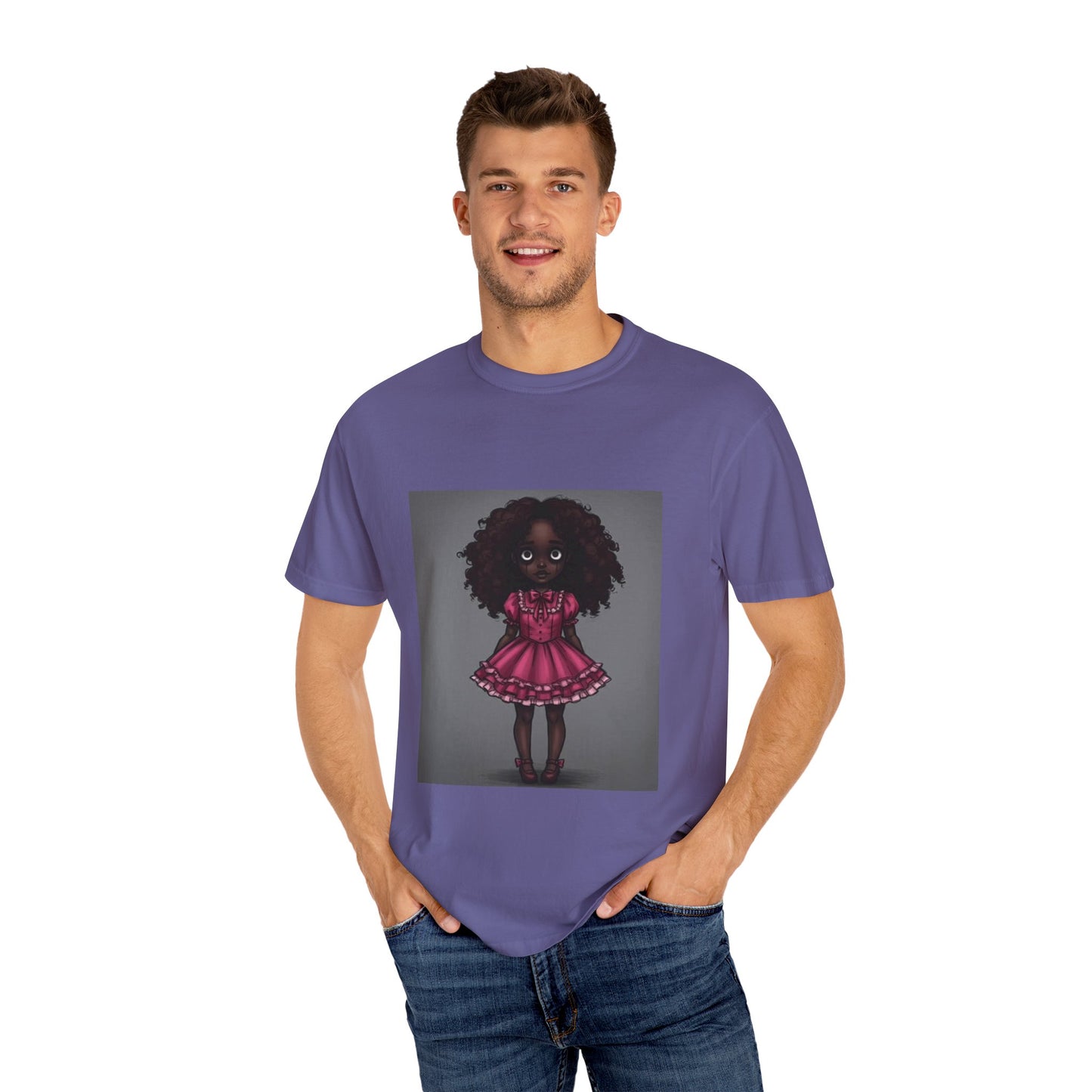 Whimsical Doll Graphic T-shirt, Cute Fashion Tee, Unisex Casual Wear, Gift for Teen Girls, Artistic Apparel, Birthday Present