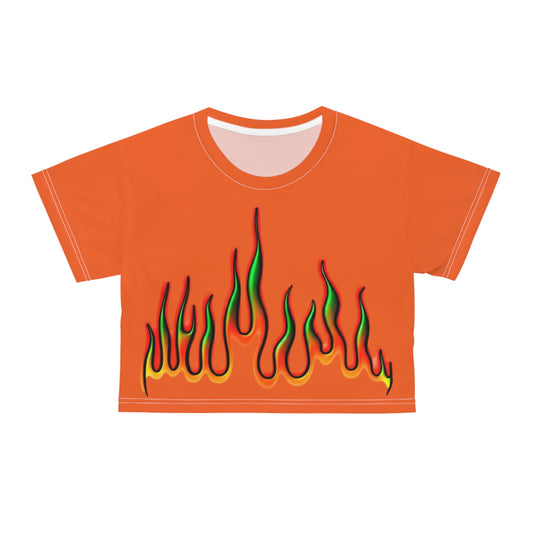 Fiery Graphic Crop Tee - Trendy Summer Shirt, Festival Style Top, Streetwear Essential, Unique Graphic Tee, Gift for Him/Her