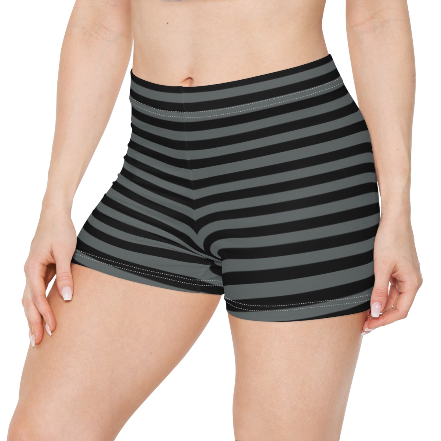 Chic Black Stripe Women's Shorts, Stylish Casual Bottoms, Summer Attire, Trendy Loungewear, Perfect for Beach Days, Activewear
