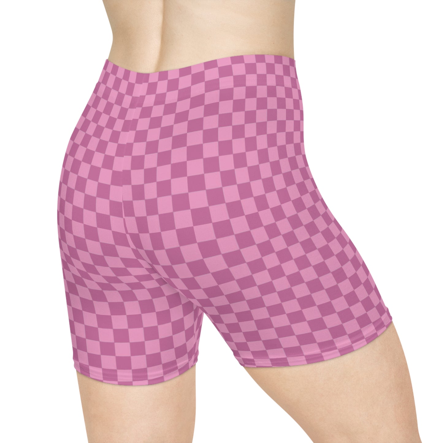 Stylish Women's Checkered Pattern Biker Shorts Checkered Pattern