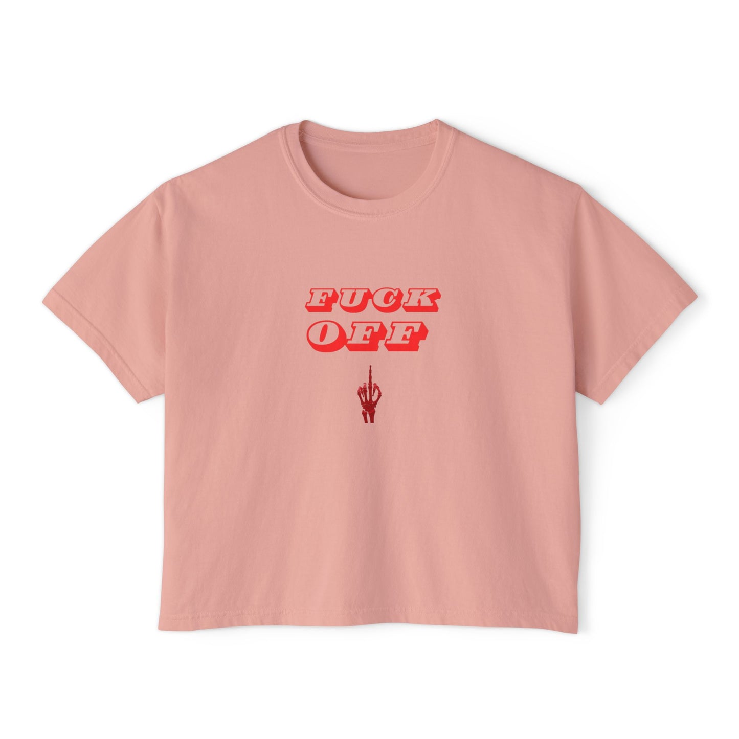 Women's Boxy Tee with 'F*CK OFF' Design, Trendy Graphic Shirt, Casual Everyday Wear, Gift for Her, Festival Fashion