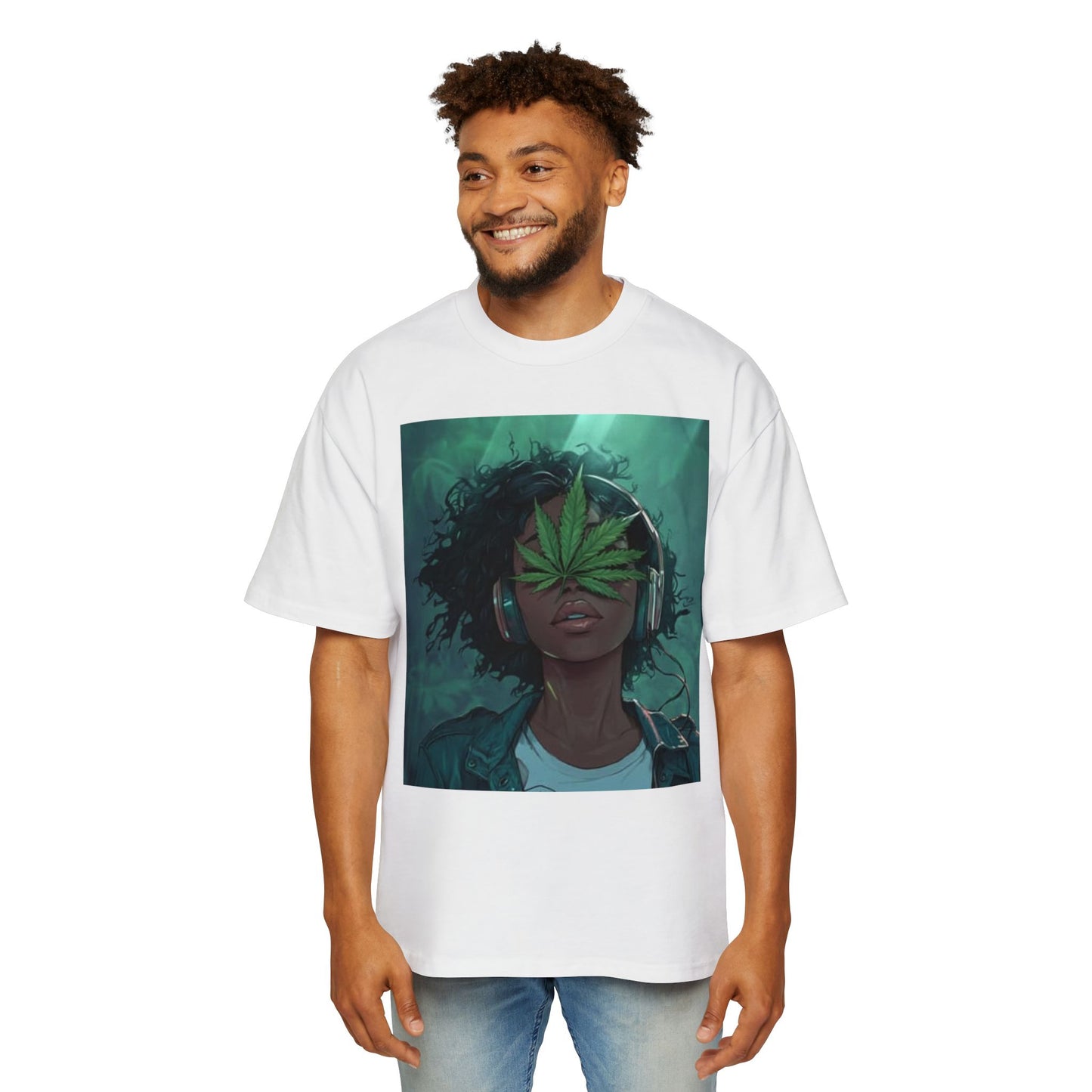 Chill Vibes Men’s Heavy Oversized Tee - Cool Cannabis Art Shirt, Streetwear, Music Lovers Gift, Relaxed Fit Fashion, Summer Style