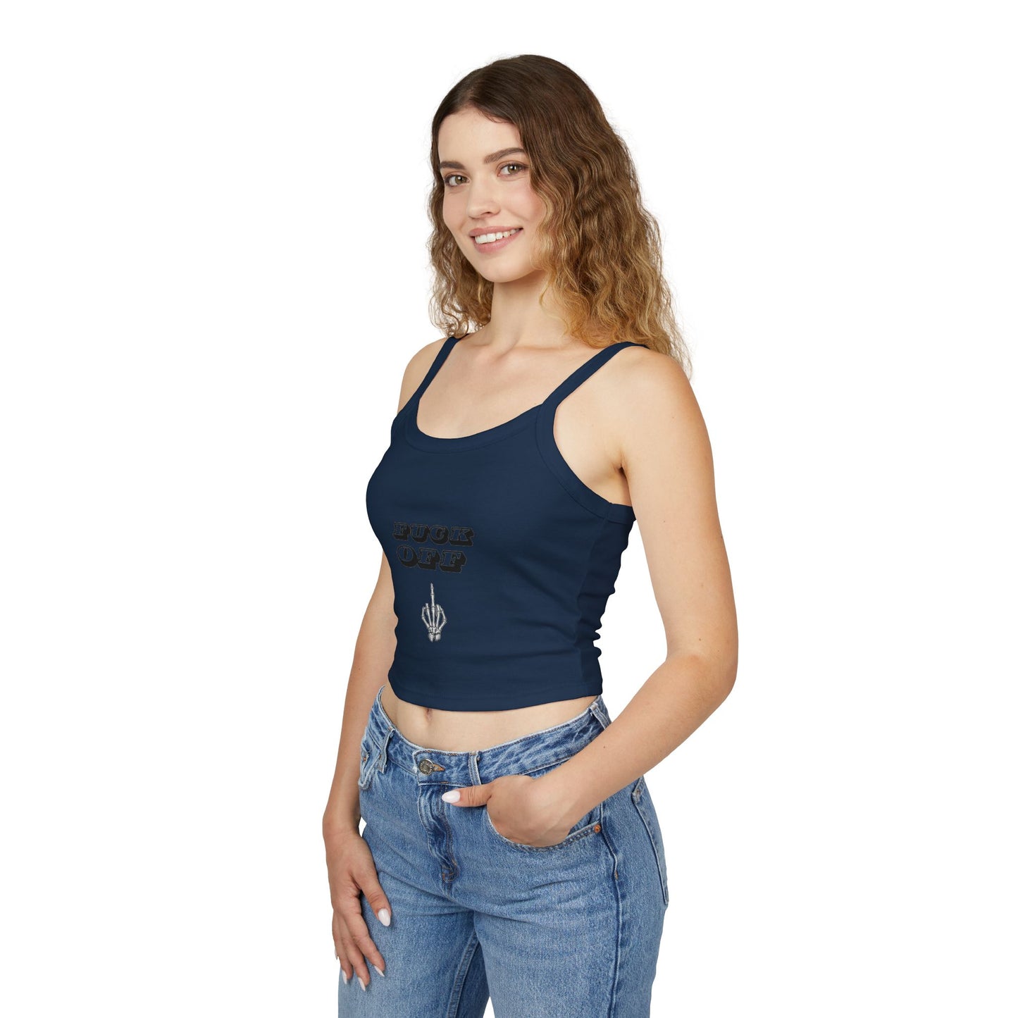 Graphic Spaghetti Strap Tank Top - 'F*CK OFF' Statement Tee