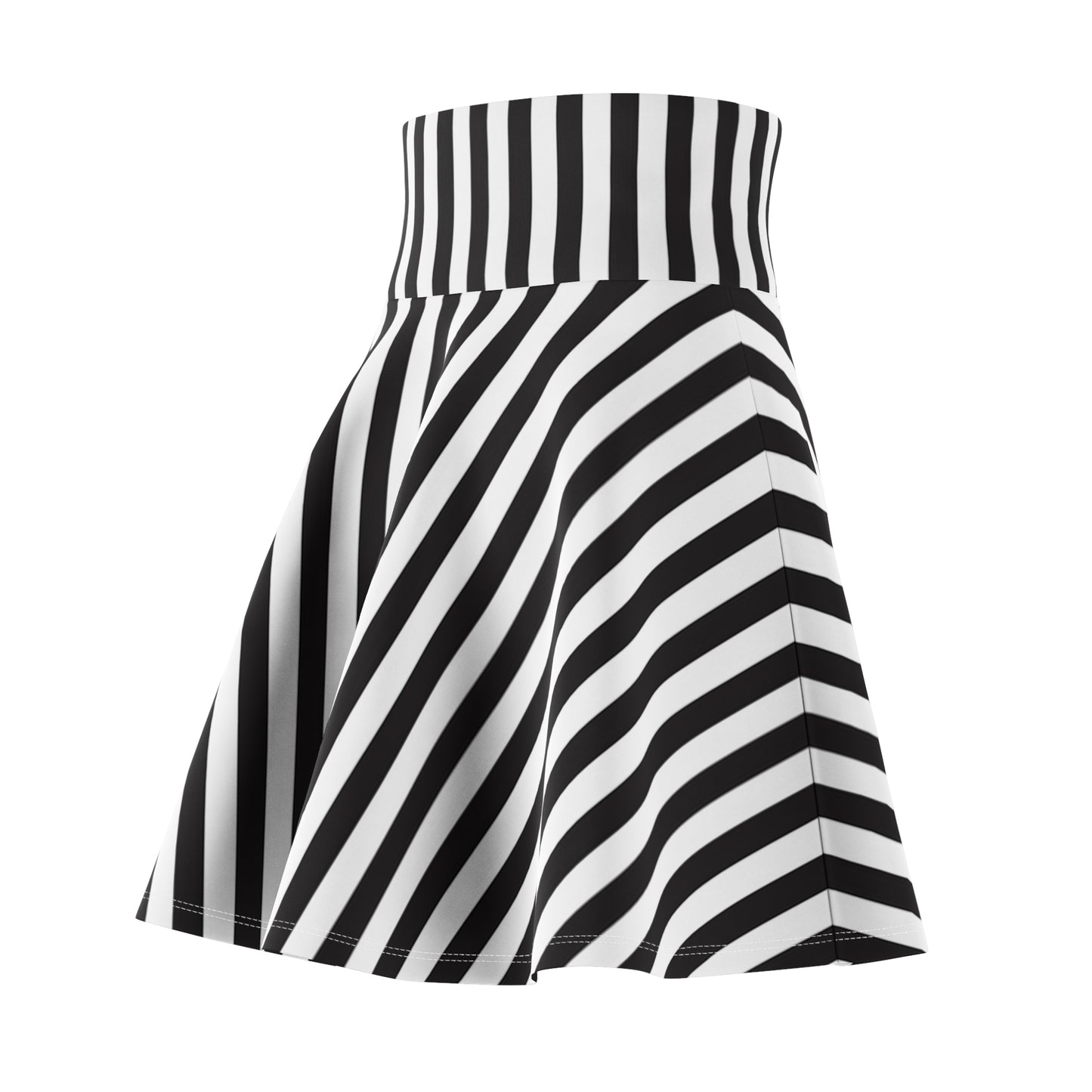 Stylish Black and White Striped Women's Skater Skirt, Casual Skirt, Spring Fashion, Everyday Wear, Party Outfit, Festival Skirt