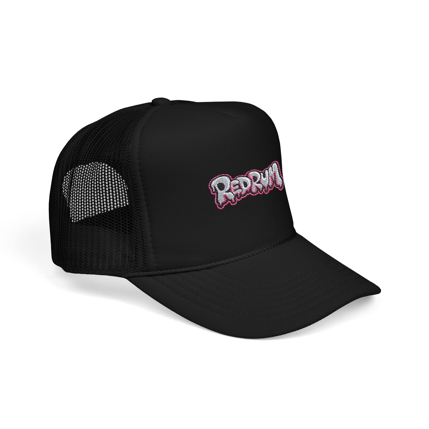 Foam Trucker Hat with Redrum Embroidery, Stylish Fashion Accessory, Perfect for Festivals, Unique Gift Idea, Outdoor Events, Casual Wear