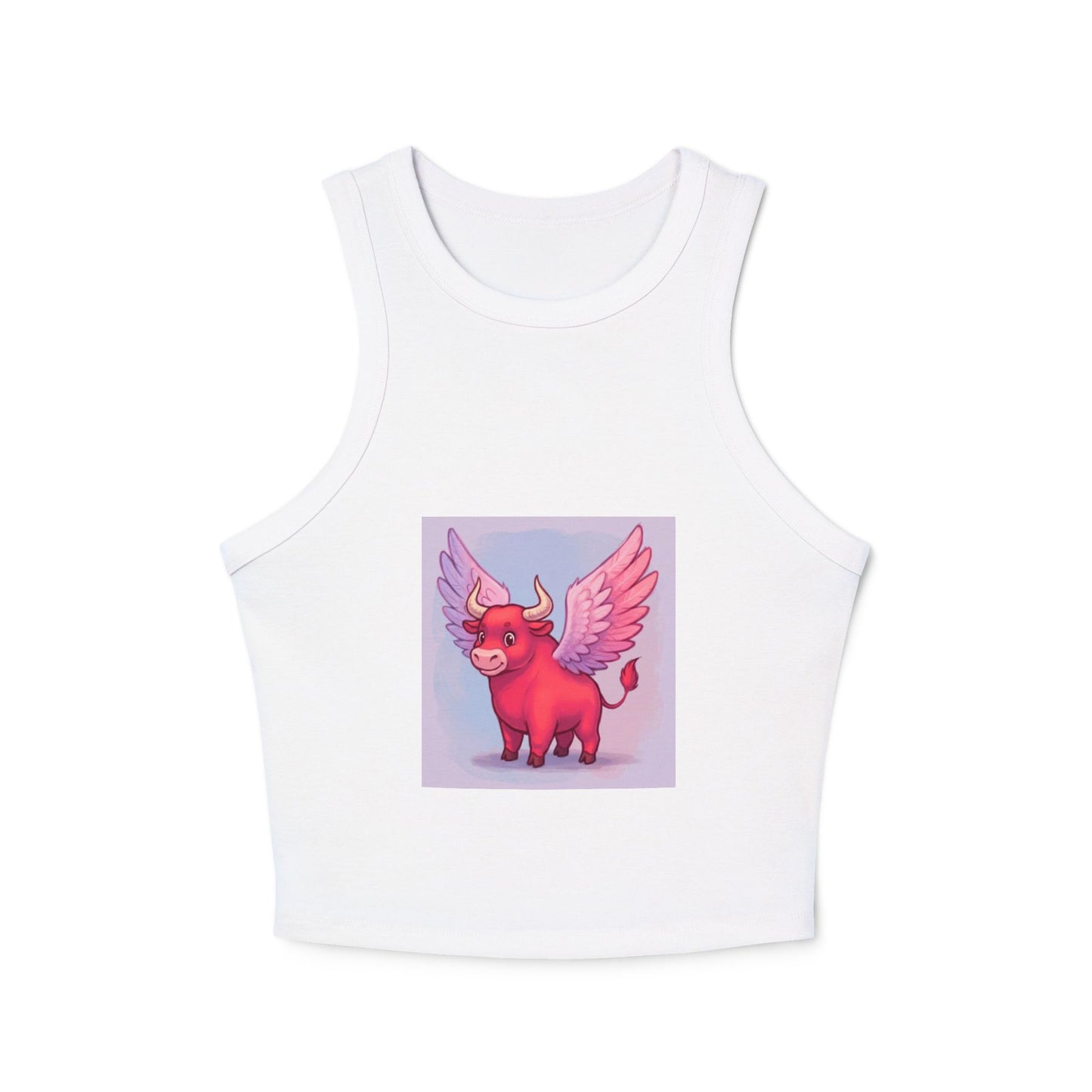 Whimsical Winged Bull Tank Top, Cute Summer Top, Gift for Animal Lovers, Festival Wear, Playful Summer Apparel