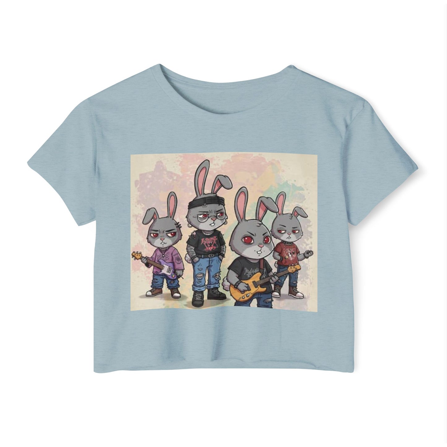 Women's Festival Crop Top with Rock Bunny Design | Chic Summer Top | Music Festival Wear, Boho Style, Concert Outfit, Gift for Her
