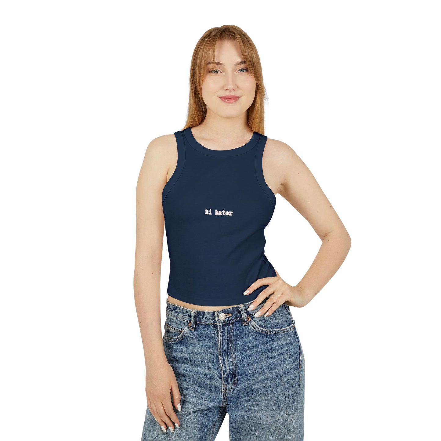 Women's Micro Rib Racer Tank Top - "Hi Hater" & "Bye Hater"