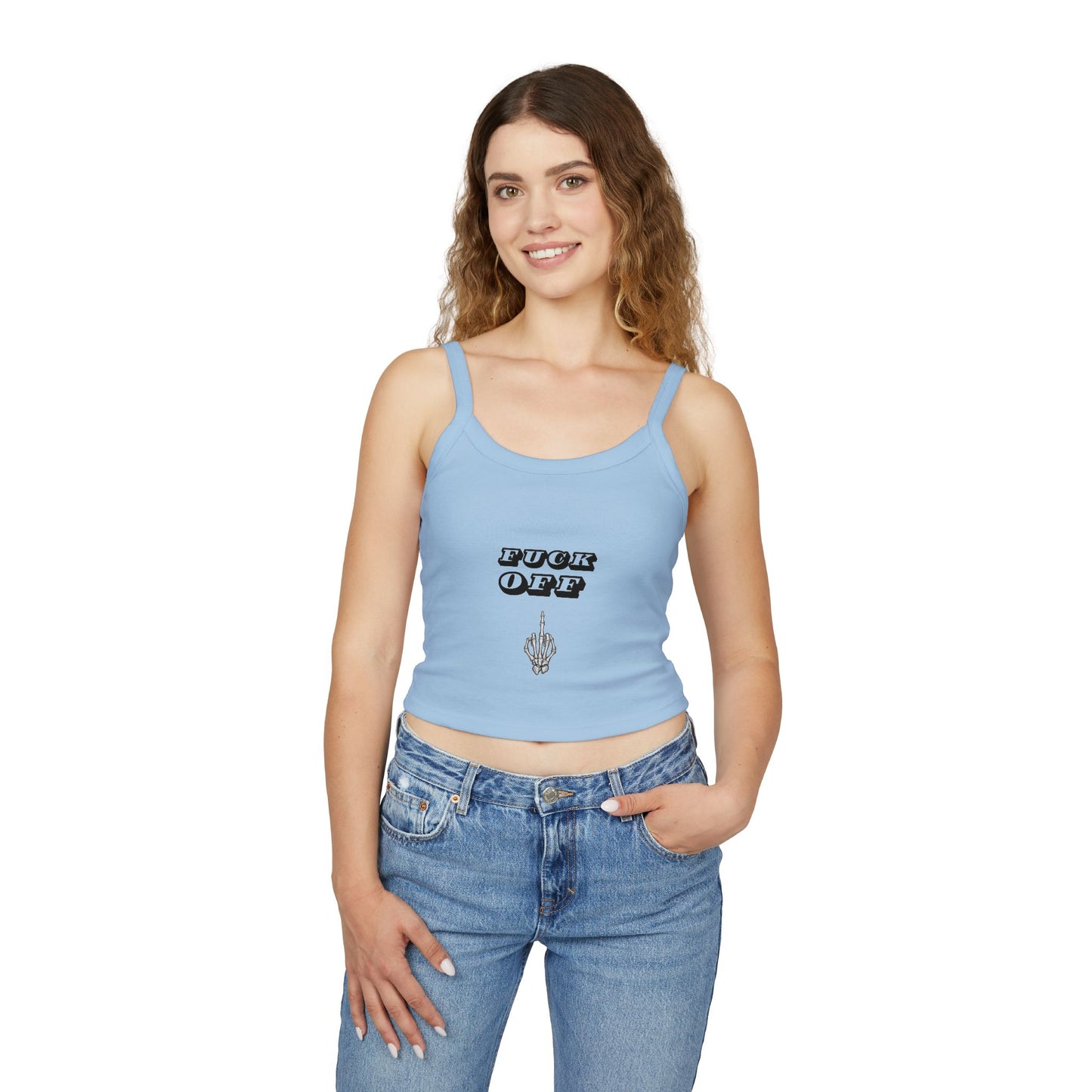 Graphic Spaghetti Strap Tank Top - 'F*CK OFF' Statement Tee