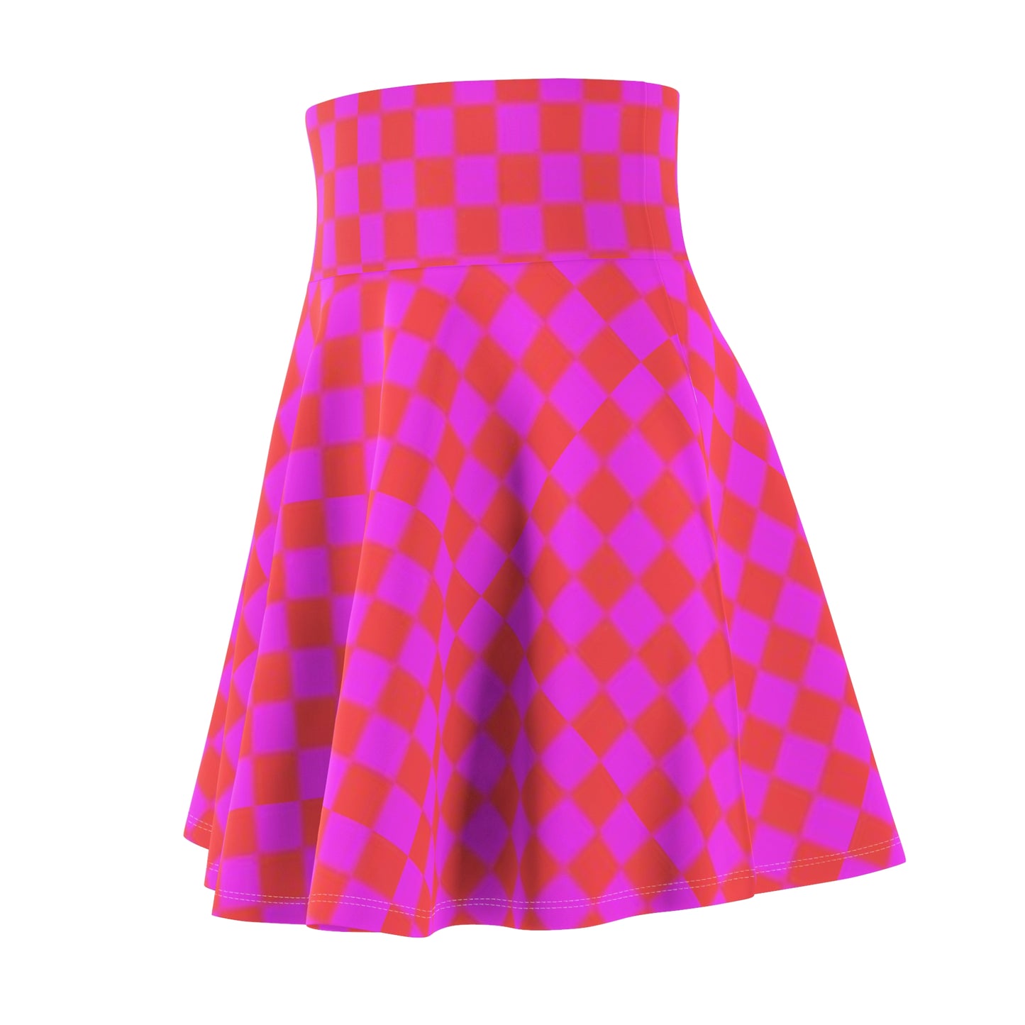 Vibrant Checker Print Women's Skater Skirt, Trendy Flare Skirt for Summer, Casual Outfits, Party Wear, Festival Fashion