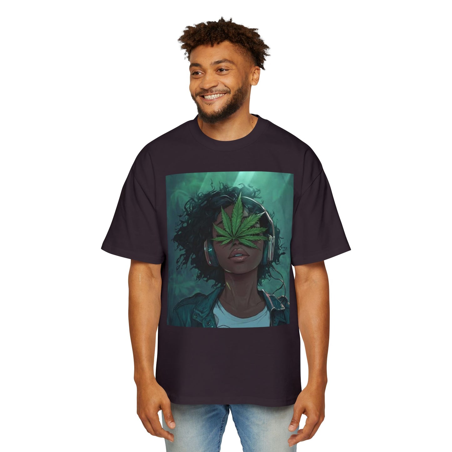 Chill Vibes Men’s Heavy Oversized Tee - Cool Cannabis Art Shirt, Streetwear, Music Lovers Gift, Relaxed Fit Fashion, Summer Style