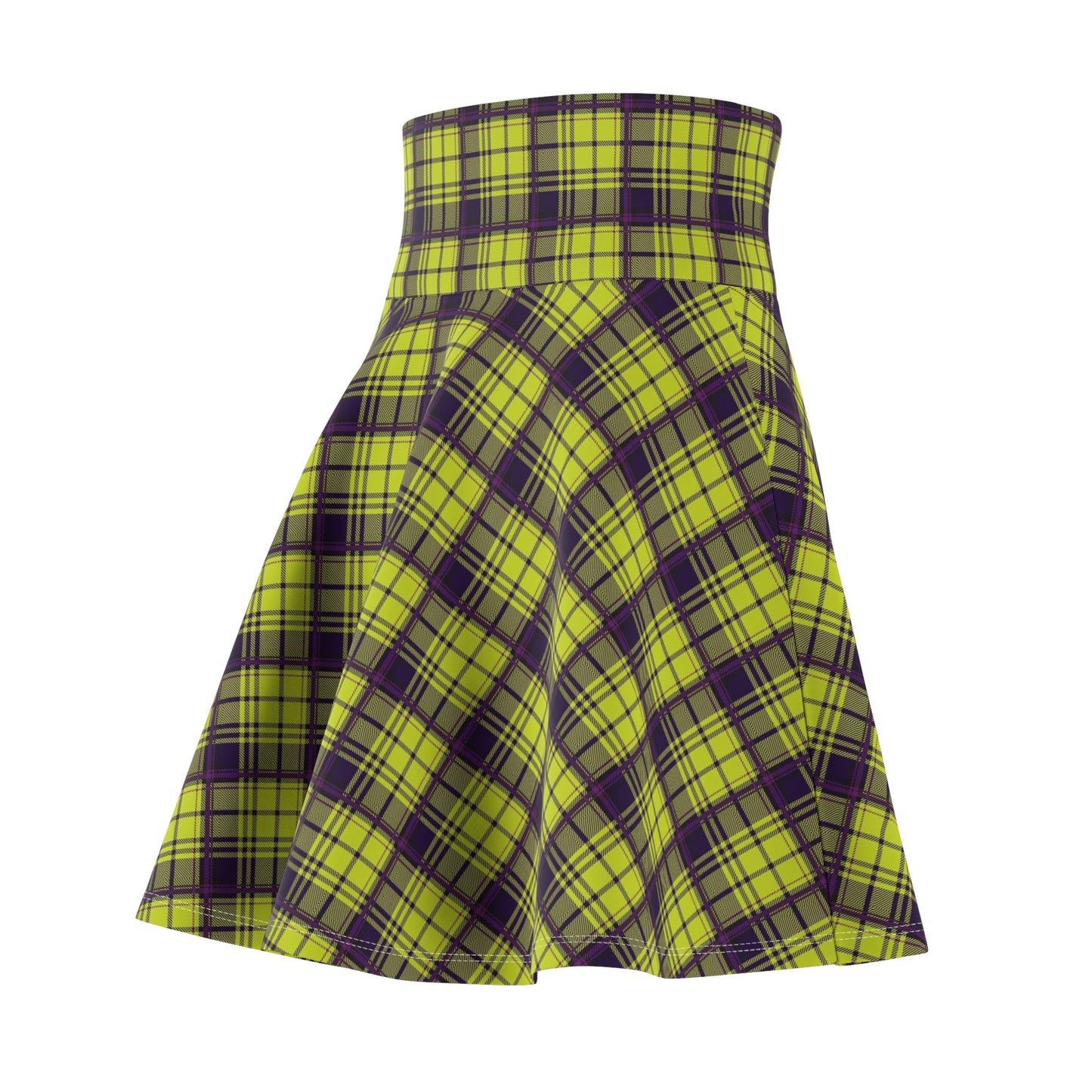 Bright Plaid Women's Skater Skirt, Fun and Flirty, Perfect for Parties, Festivals, Everyday Wear, Spring Fashion