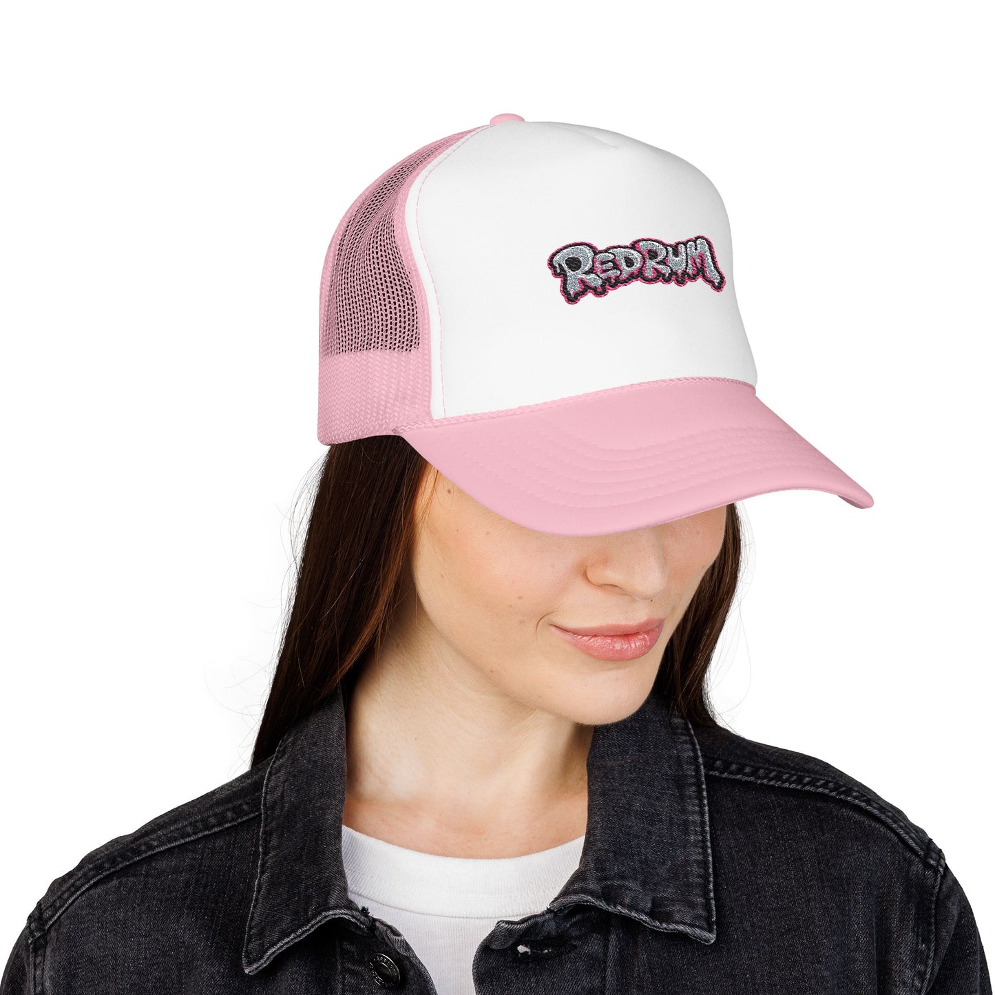 Foam Trucker Hat with Redrum Embroidery, Stylish Fashion Accessory, Perfect for Festivals, Unique Gift Idea, Outdoor Events, Casual Wear