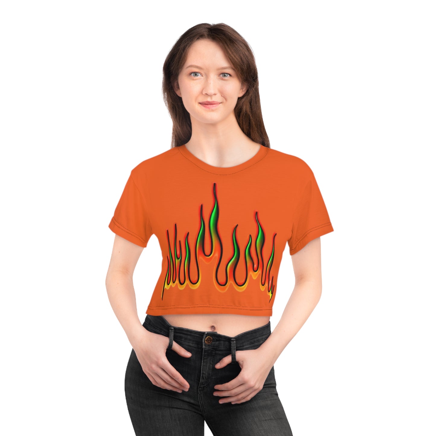 Fiery Graphic Crop Tee - Trendy Summer Shirt, Festival Style Top, Streetwear Essential, Unique Graphic Tee, Gift for Him/Her