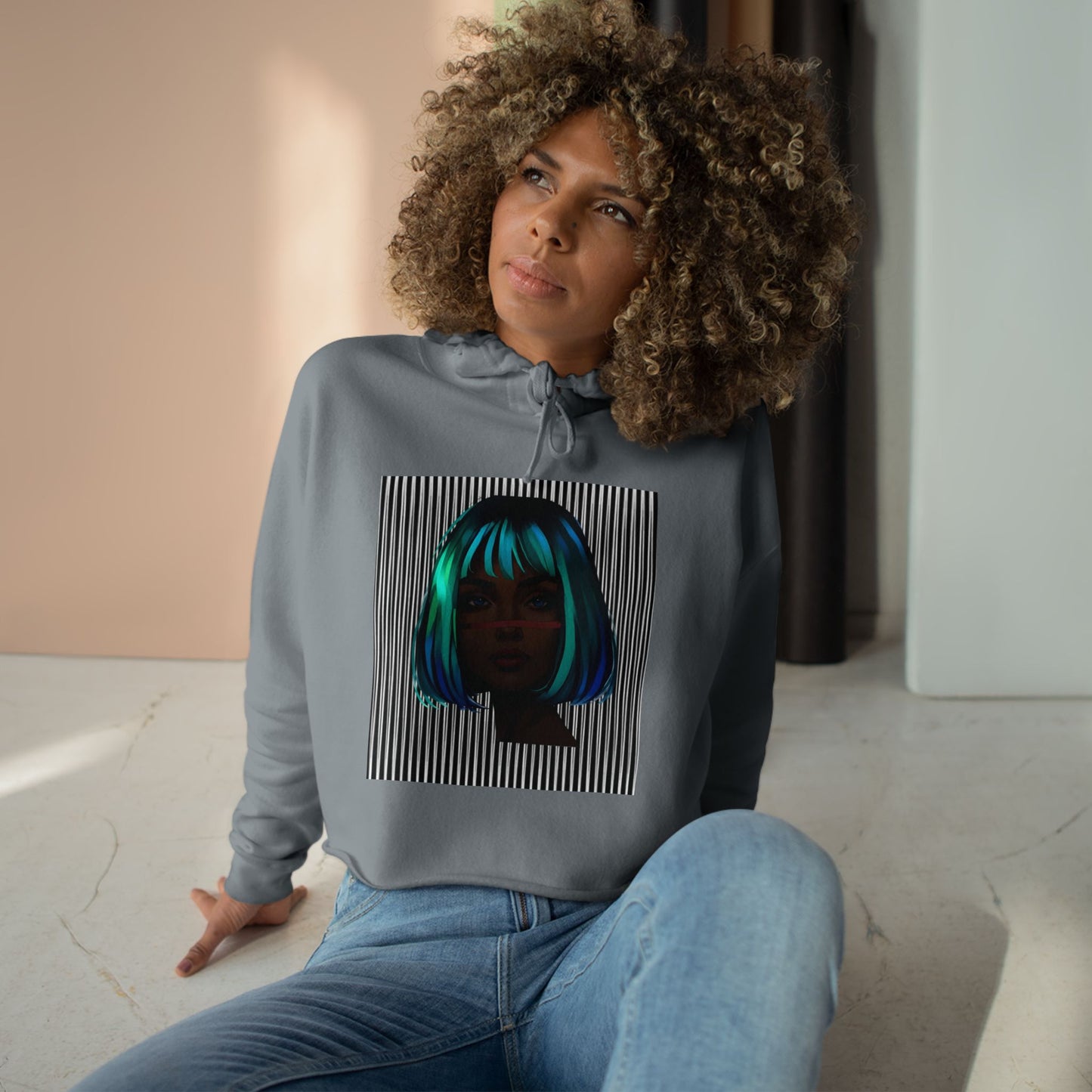 Vibrant Crop Hoodie with Artistic Design, Trendy Streetwear, Perfect for Casual Outings, Gifts for Her, Fashion-Forward Style