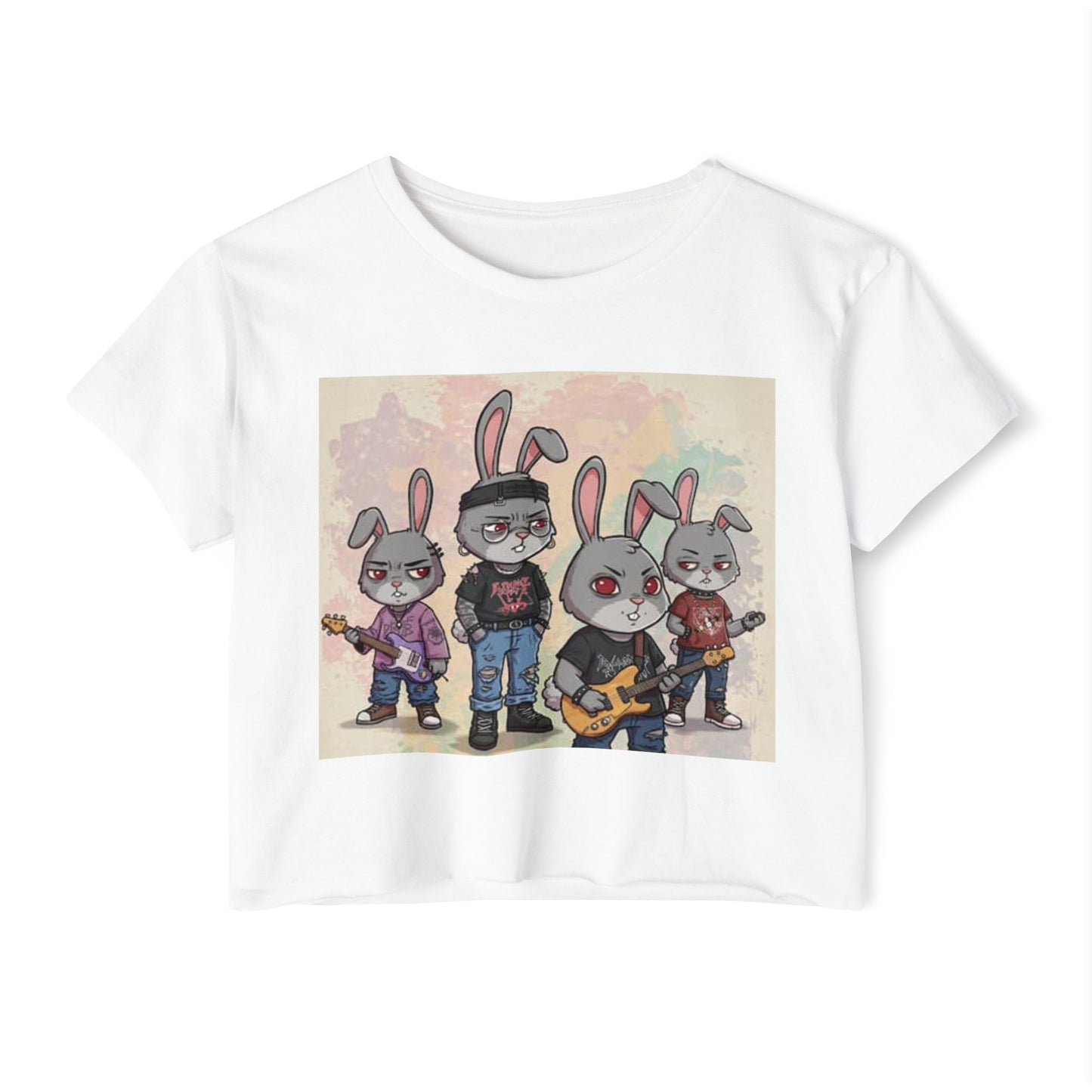 Women's Festival Crop Top with Rock Bunny Design | Chic Summer Top | Music Festival Wear, Boho Style, Concert Outfit, Gift for Her
