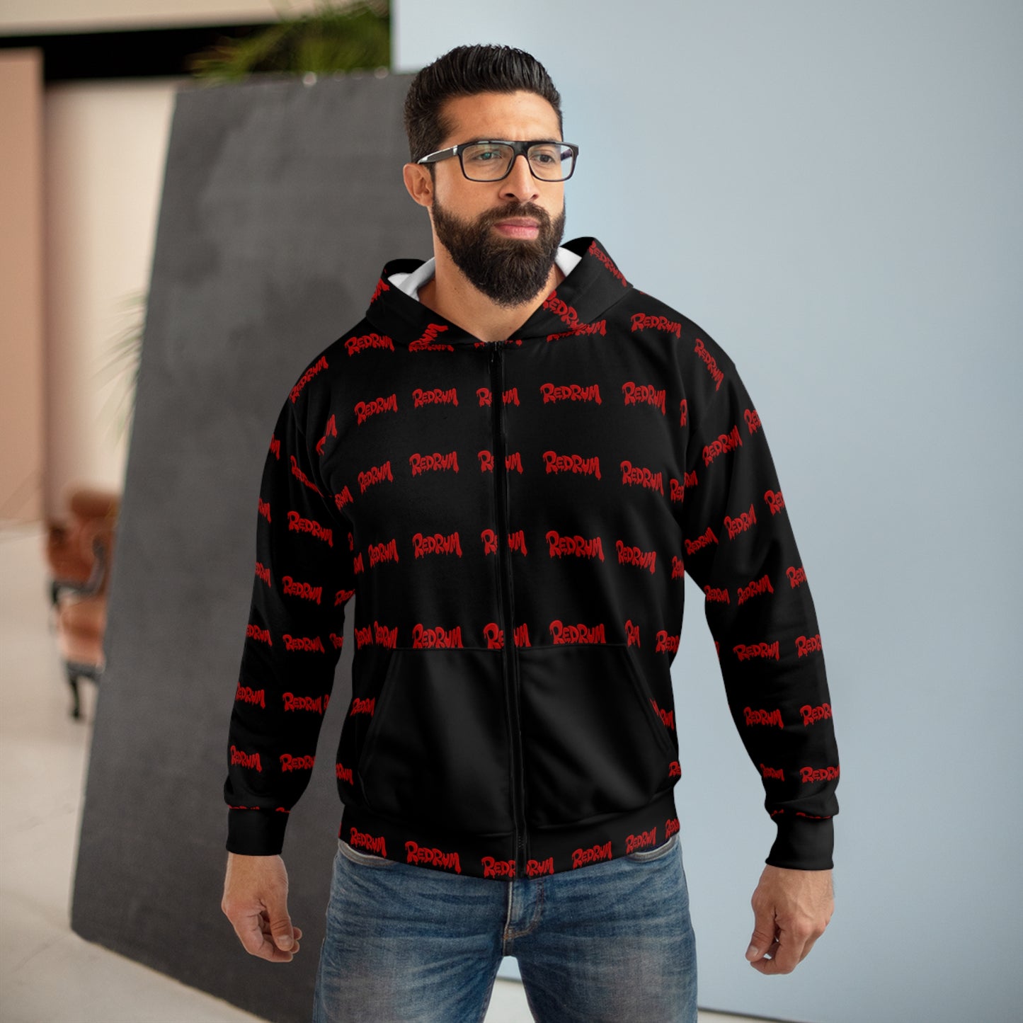 Bold Graphic Unisex Zip Hoodie, Streetwear Fashion, Casual Outfit, Gifting for Friends, Stylish Layering in All Seasons