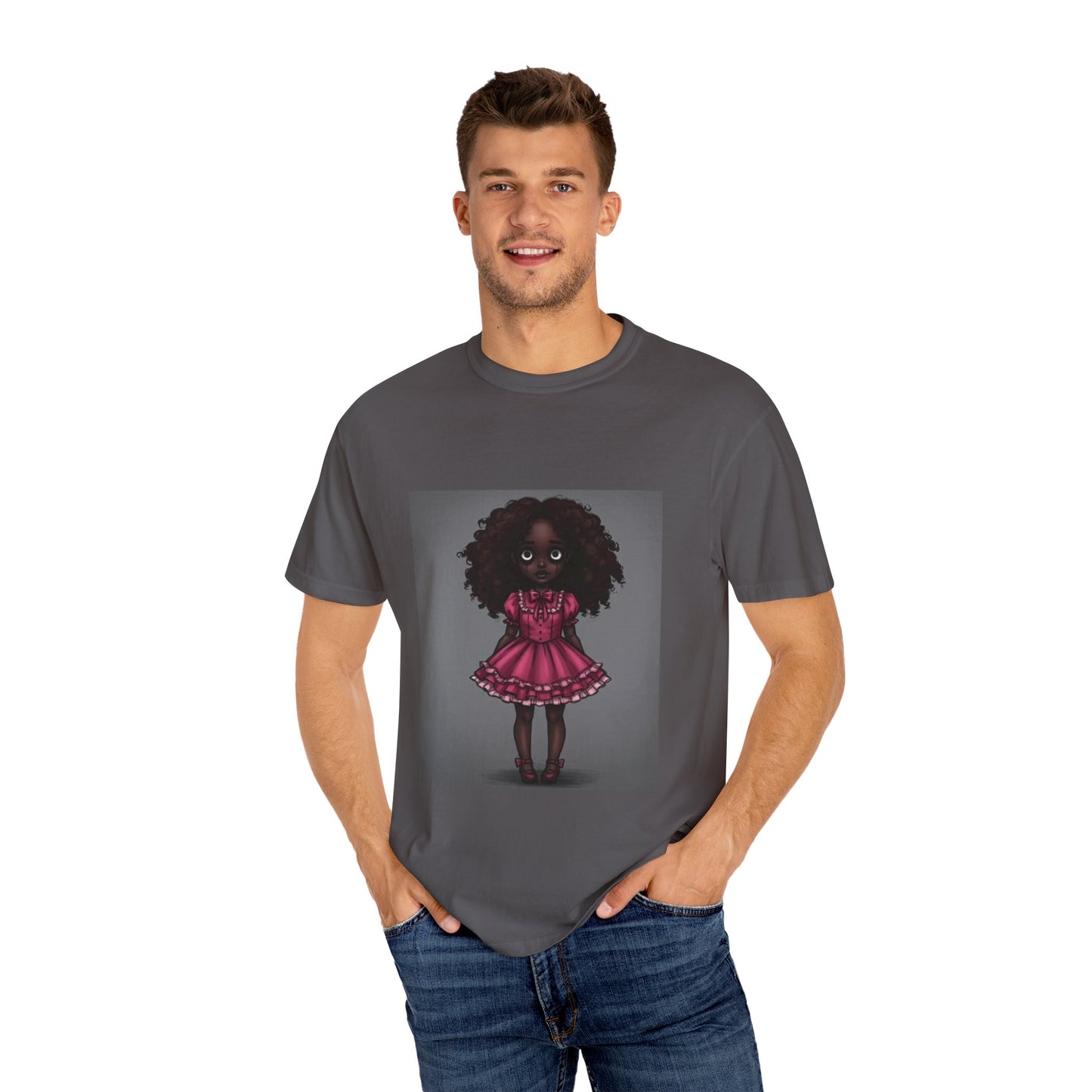 Whimsical Doll Graphic T-shirt, Cute Fashion Tee, Unisex Casual Wear, Gift for Teen Girls, Artistic Apparel, Birthday Present