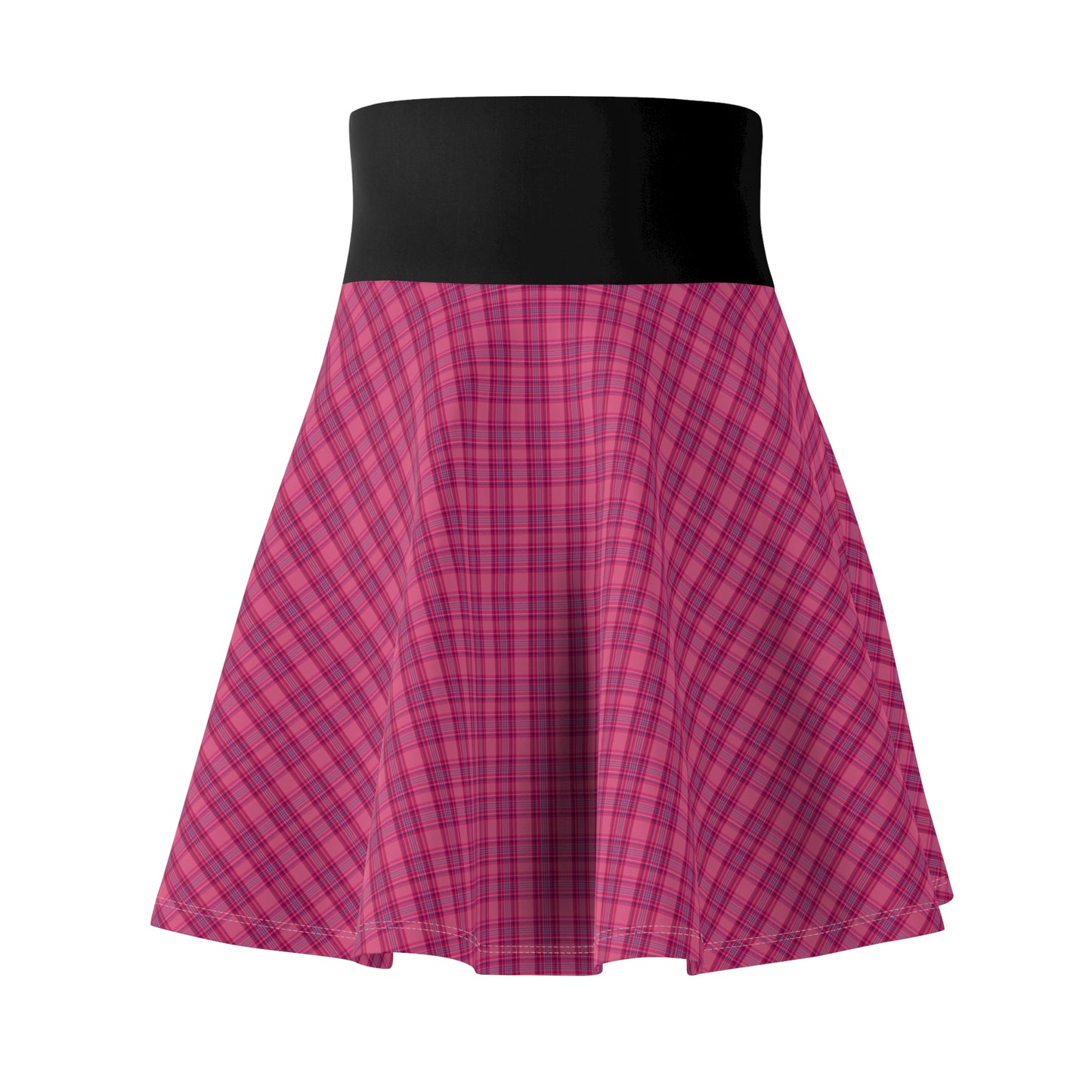 Pink Plaid Women&#039;s Skater Skirt - Stylish & Comfortable for Everyday Wear