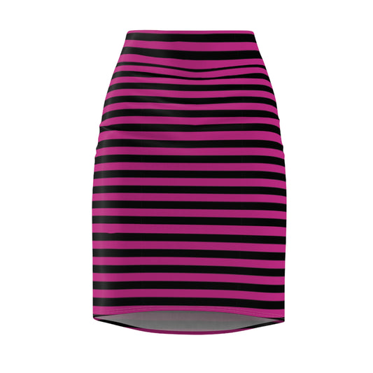 Chic Striped Women's Pencil Skirt, Trendy Office Wear, Stylish Date Night Outfit, Versatile Summer Fashion, Bold Stripes Skirt