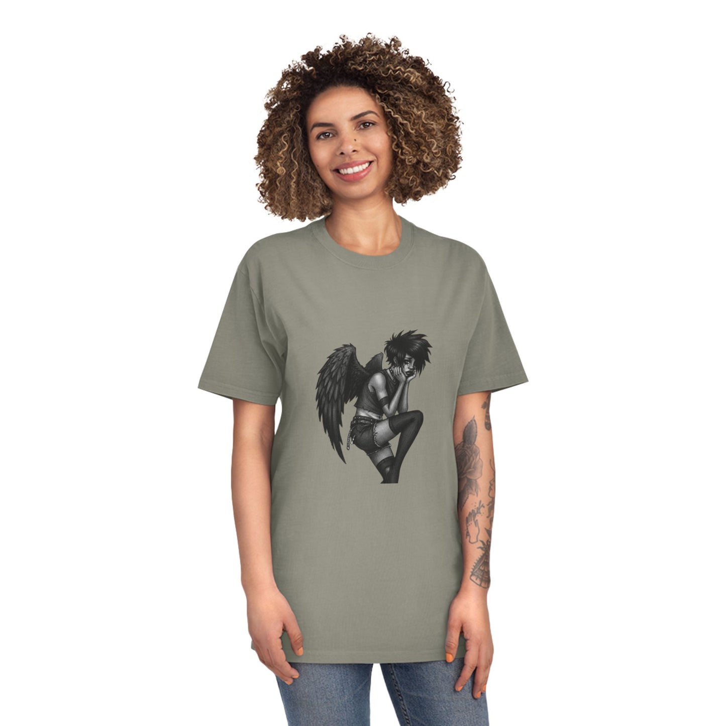 Unisex Vintage Angel Graphic Tee, Casual Wear, Gift for Him/Her, Festival Fashion, Trendy Streetwear