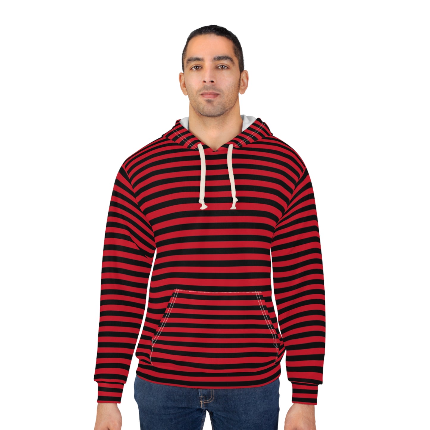 Bold Striped Unisex Pullover Hoodie, Cozy Hooded Sweatshirt, Casual Streetwear, Gift for Him/Her, Fall/Winter Style