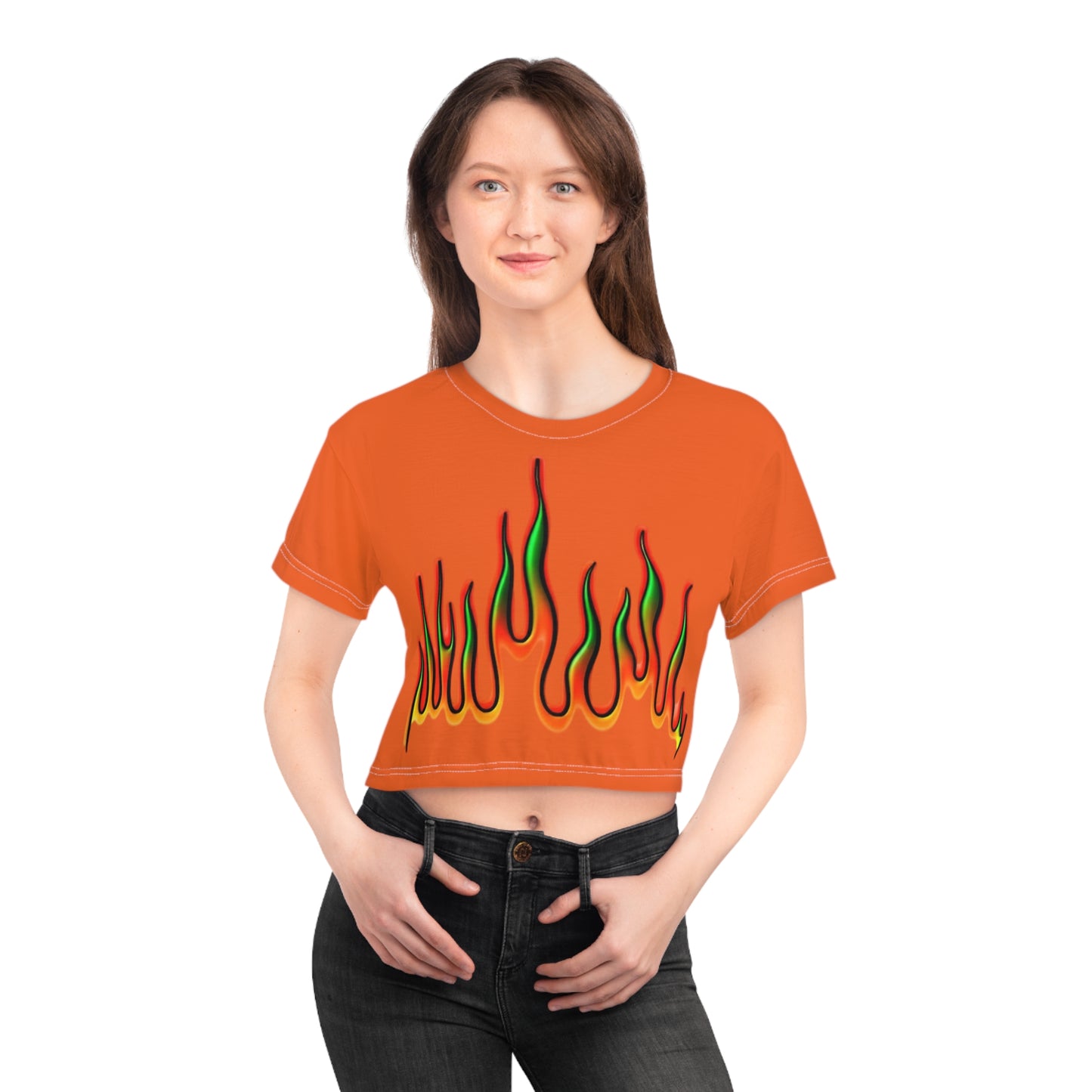 Fiery Graphic Crop Tee - Trendy Summer Shirt, Festival Style Top, Streetwear Essential, Unique Graphic Tee, Gift for Him/Her