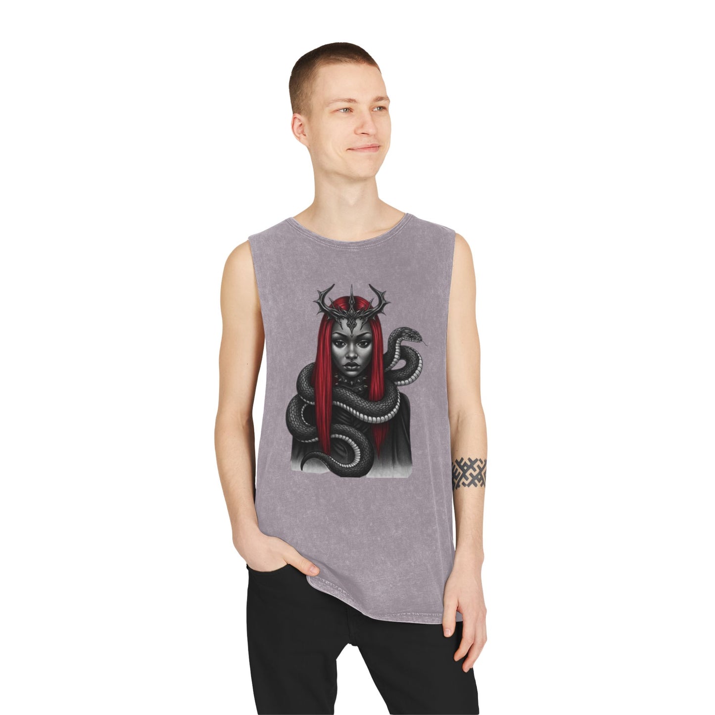 Dramatic Unisex Tank Top with Serpent Design | Edgy Summer Wear, Festival Outfit, Street Style Top, Boho Aesthetic